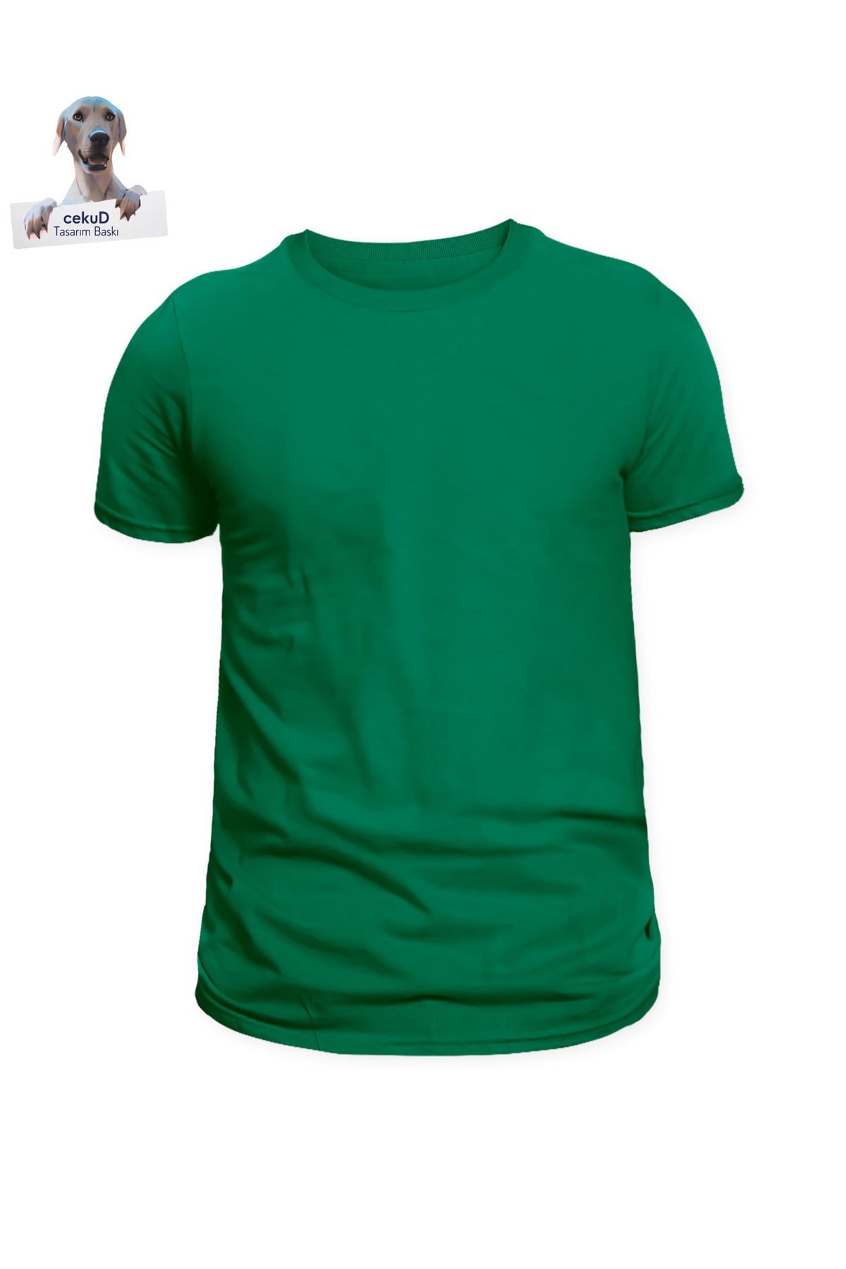 cekuDtasarim Basic Bisiklet Yaka Tshirt - Yeşil