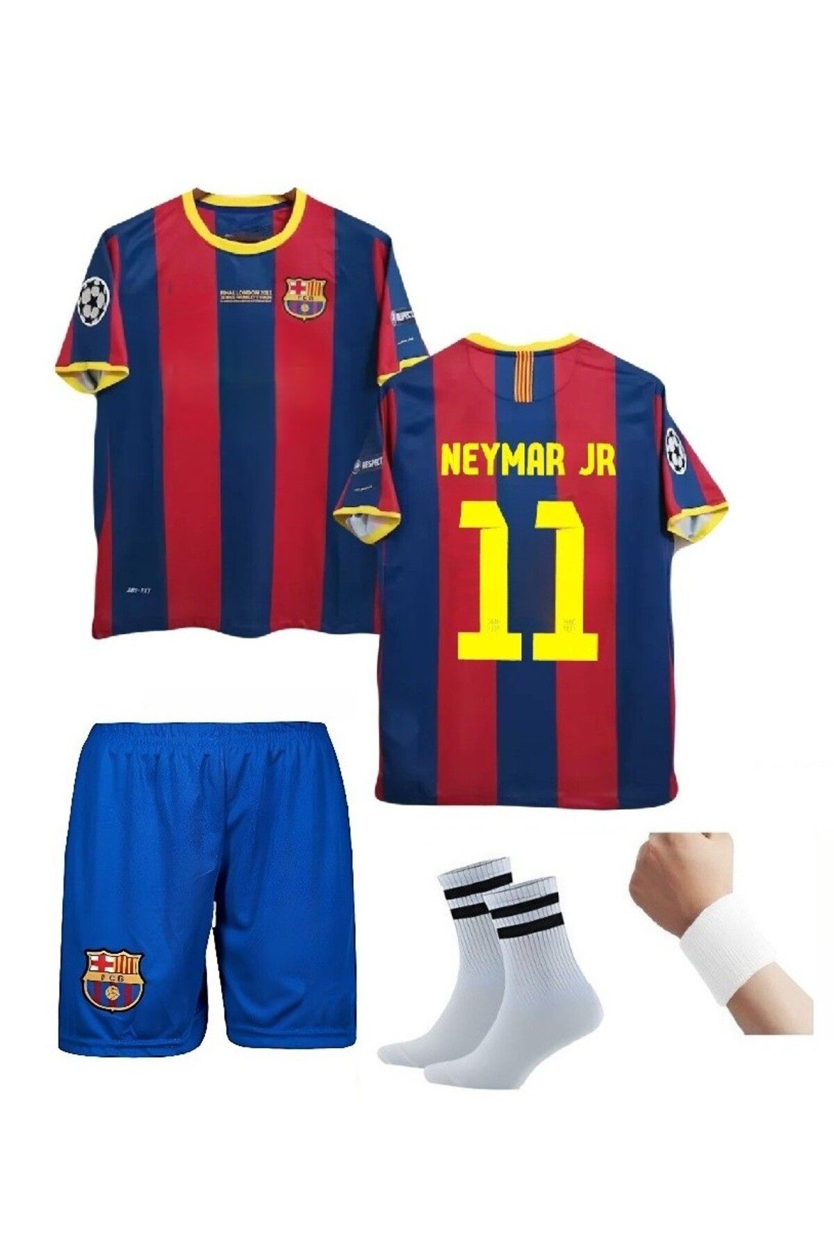 FERSA SPOR Neymar Jr Nostalji 2011 Sezonu 4'lü Çoçuk Futbol Forma Seti RETRO