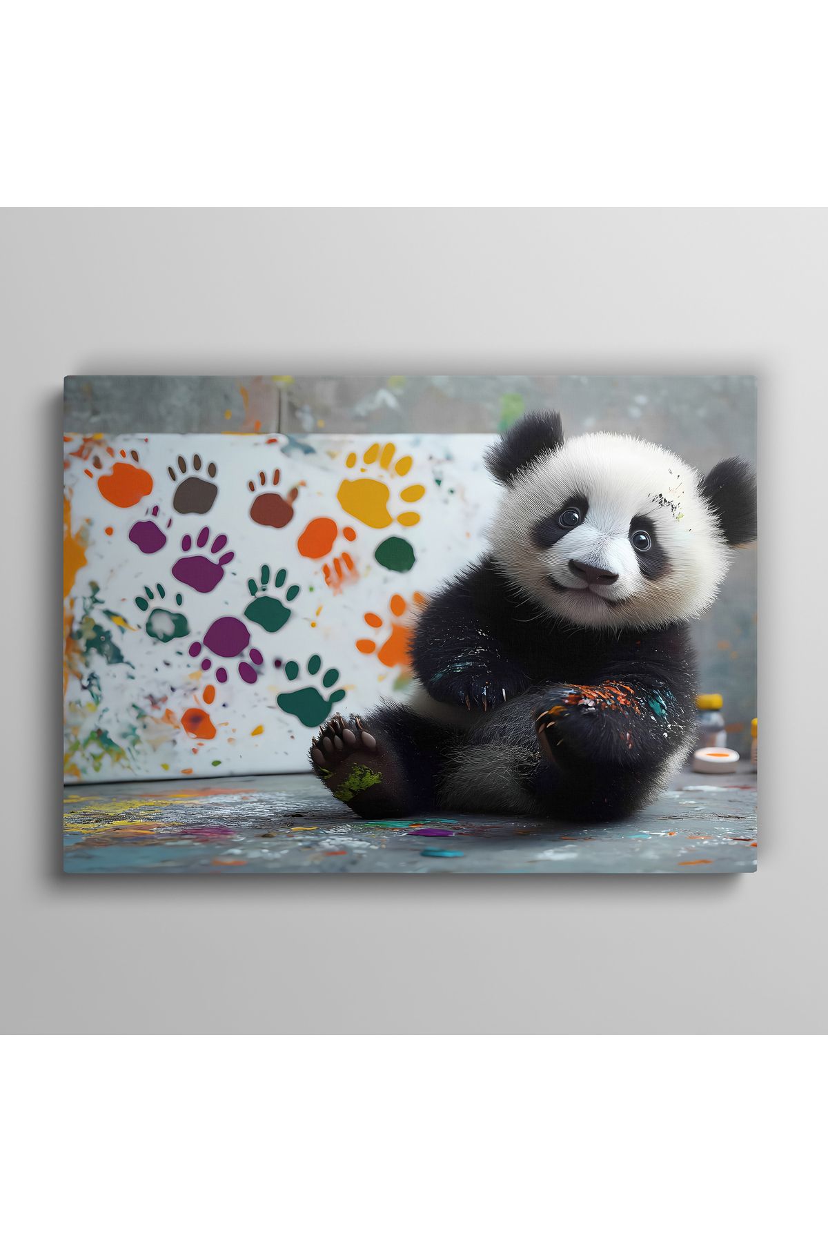Evlika Ressam Panda Hayvan Temalı Dekoratif Kanvas Tablo, Duvar Dekoru H0037