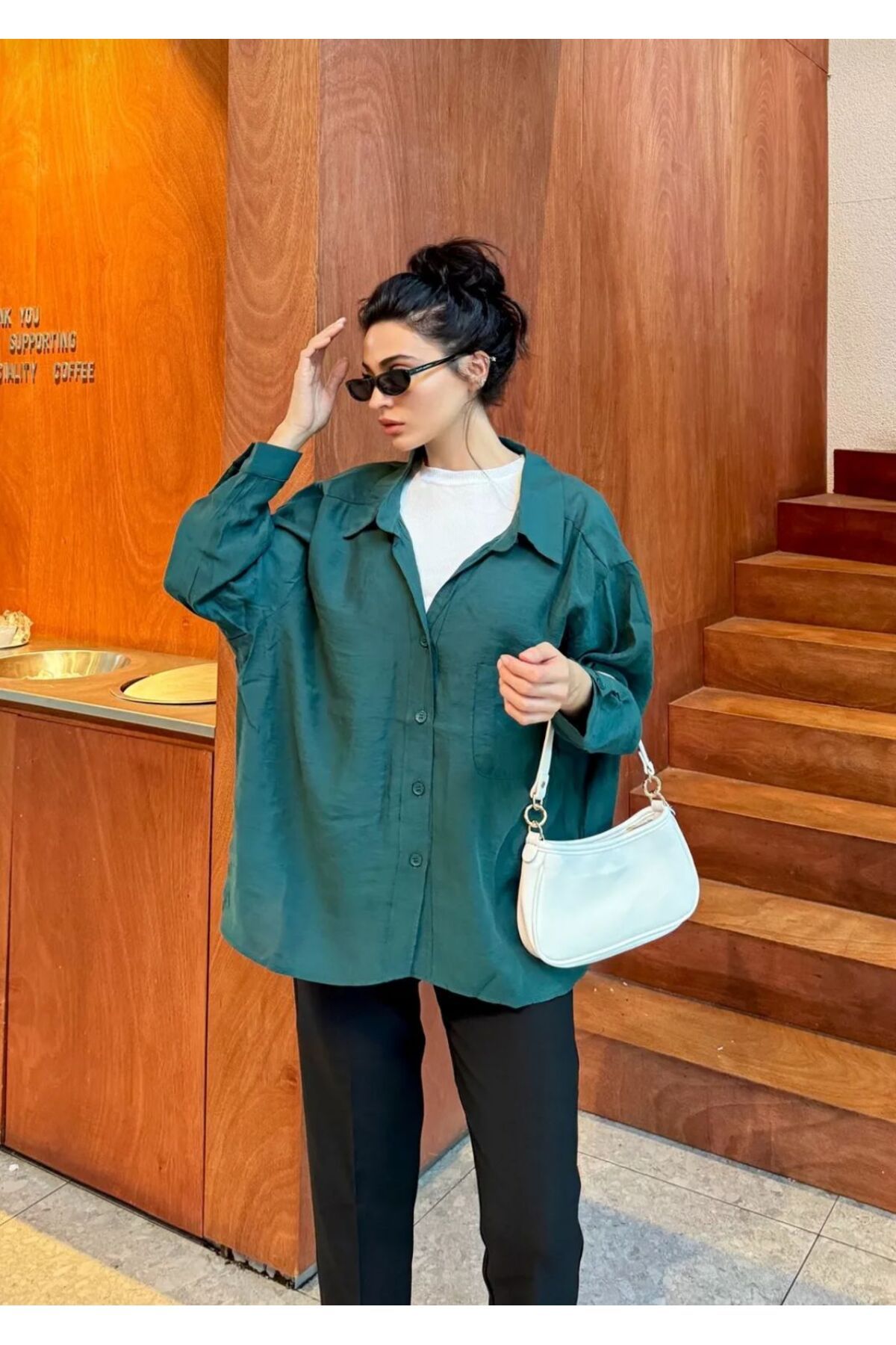 RENK RENK OUTLET 58693 OVERSİZE SALAŞ RENKLİ GÖMLEK