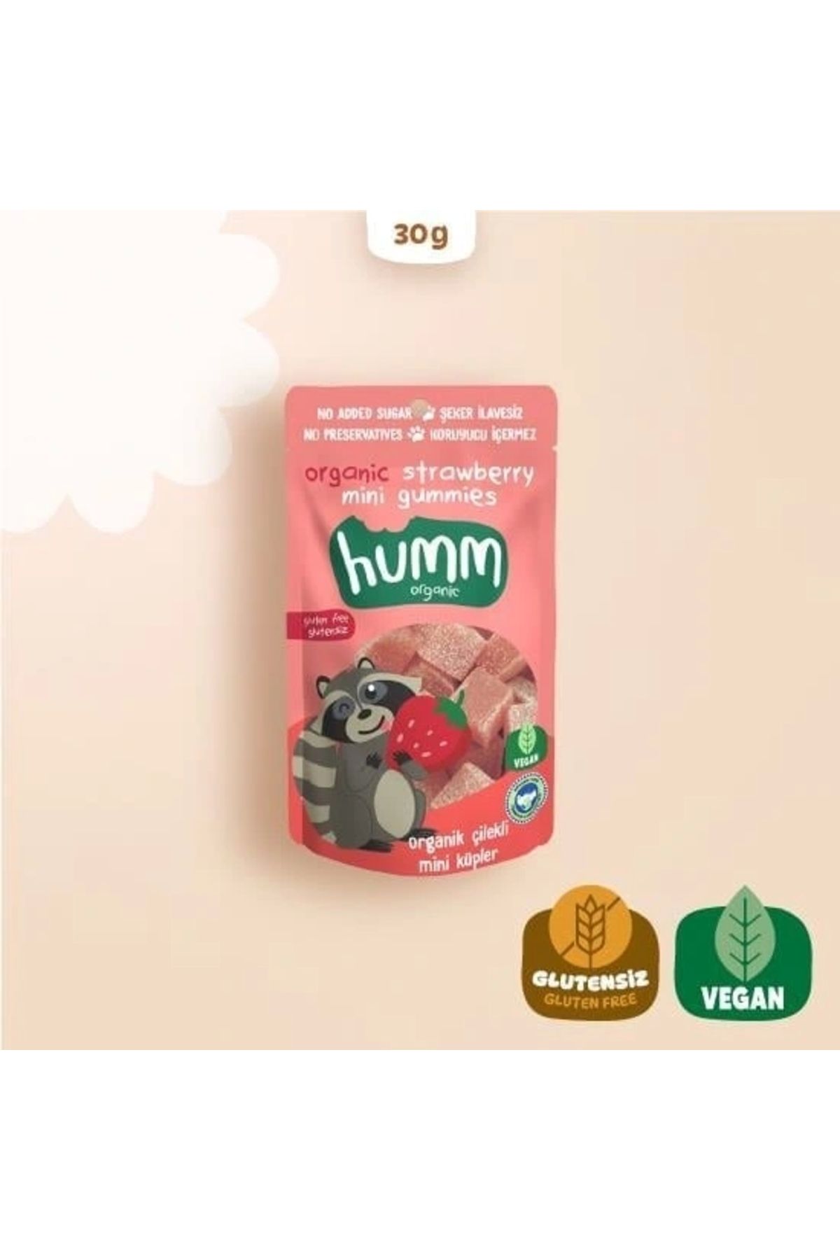 OurStyles Humm Organik Çilekli Glutensiz Vegan Mini Küpler 30 Gr