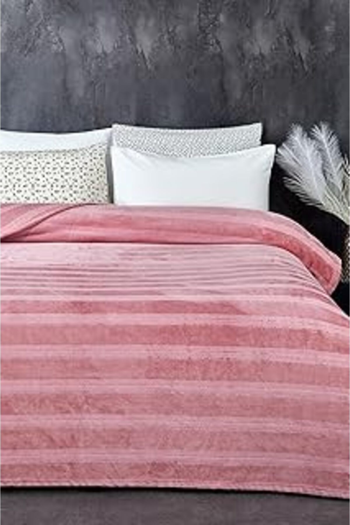Mu Art Ahşap Mayer Supersoft Yumuşak Çift Kişilik Battaniye 180X230 Cm Pudra