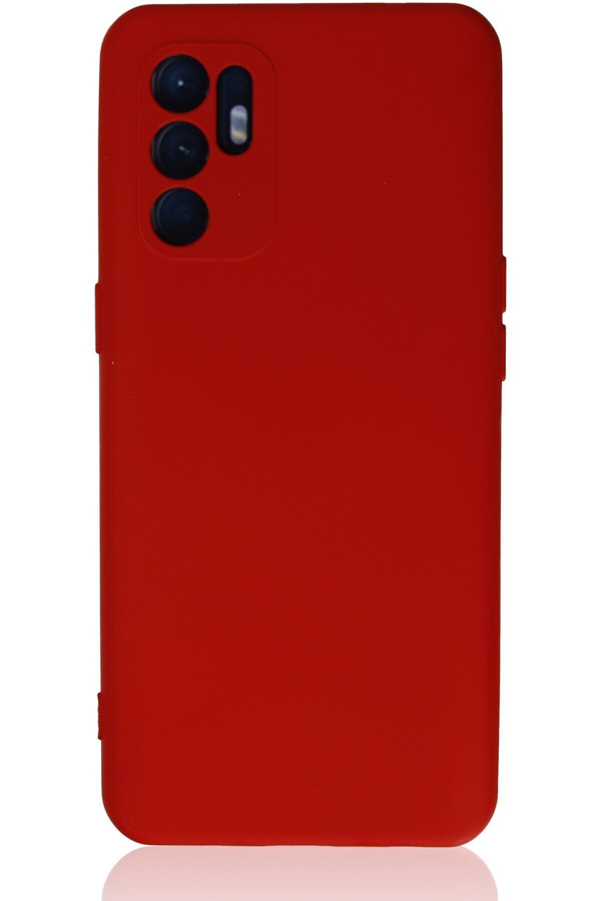cepmoda Oppo Reno 6 Uyumlu Telefon Kılıfı - Lansman, iÇi Süet/Kadife, Soft - KIRMIZI