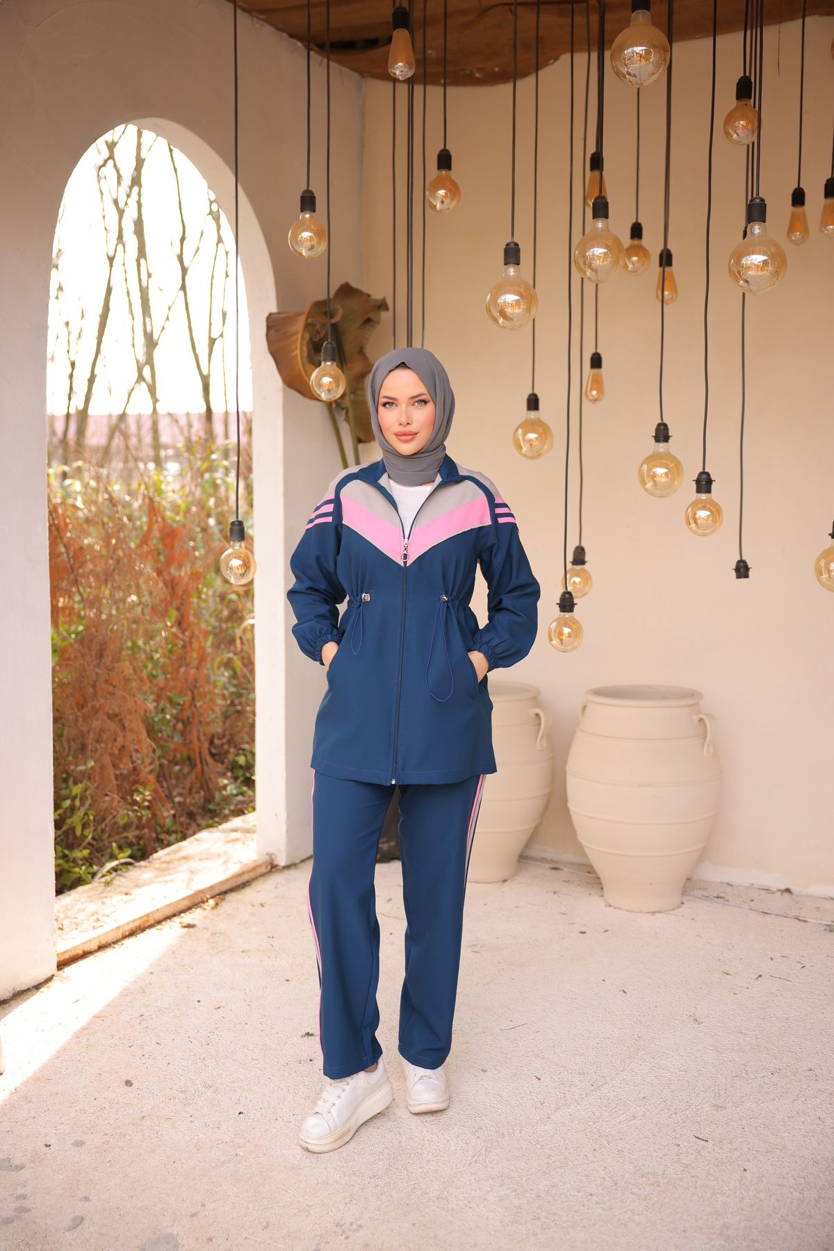 Ryzi Moda Kadin Tesettür Eşofman Takımı Fermuarlı Ikili Takımı