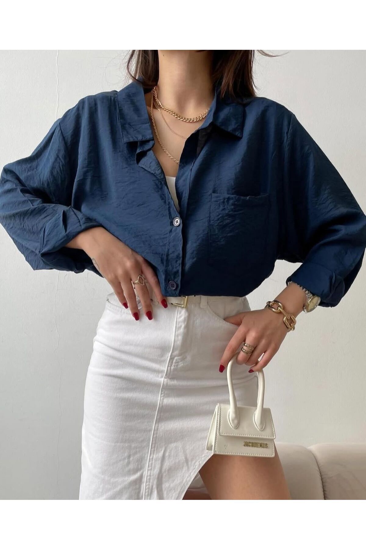 RENK RENK OUTLET 58693 OVERSİZE SALAŞ RENKLİ GÖMLEK