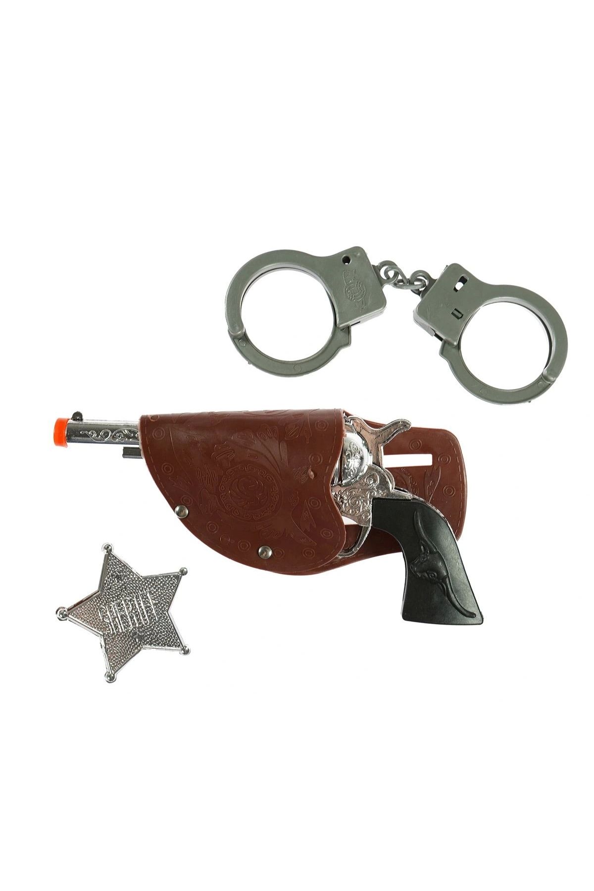 OurStyles Gösteriler İçin Kovboy Sheriff Kelepçesi ve Rozet Kostüm Seti 3 Parça