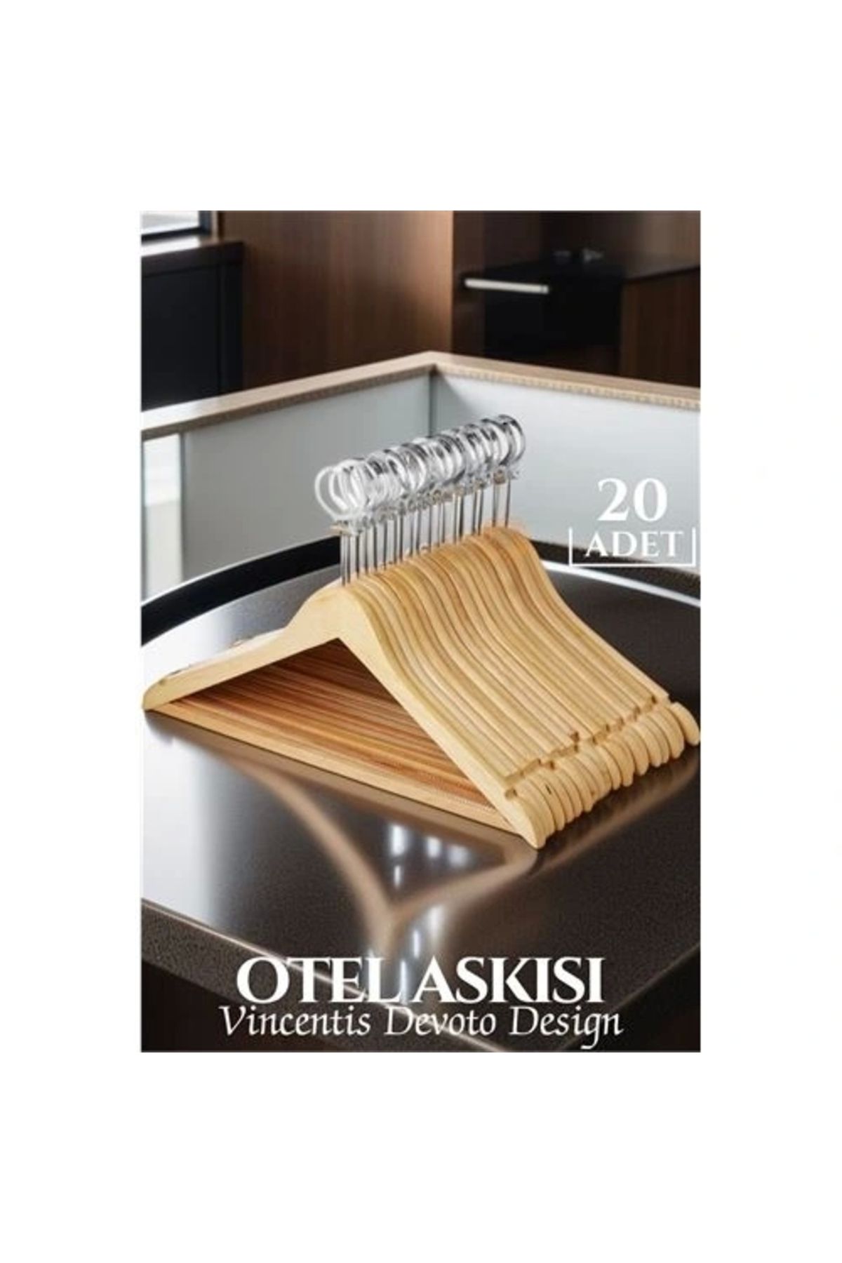 OurStyles Otel Tip Askı 20 li Set Ahşap Vincentis Devoto Design