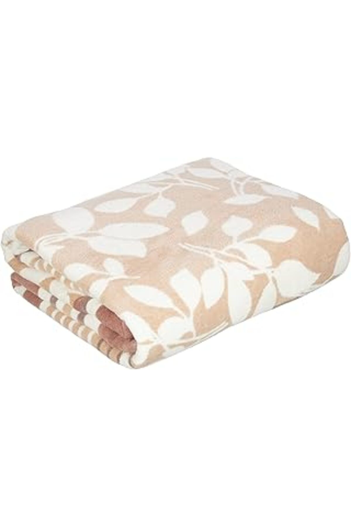Mu Art Ahşap Taç Tina Çizgili%60 Pamuk%33 Akrilik%7 Polyester Battaniye, Kahve, Çift Kişilik