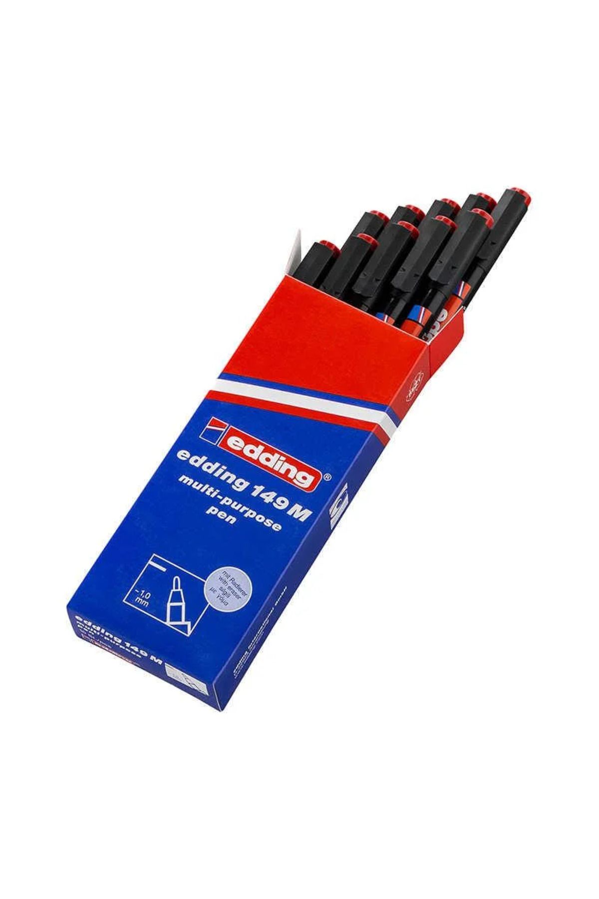 Edding ASETAT KALEMİ 149 M KIRMIZI SİLGİLİ 10 LU PAKET