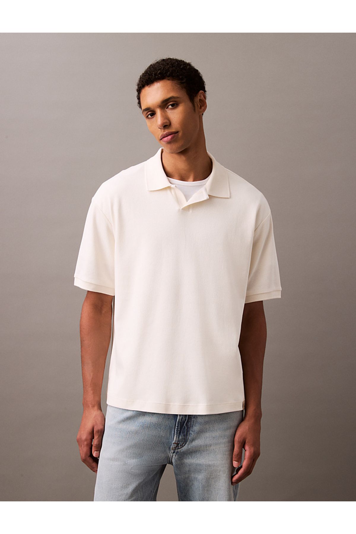 Calvin Klein Relaxed Ribbed Cotton Polo Shirt