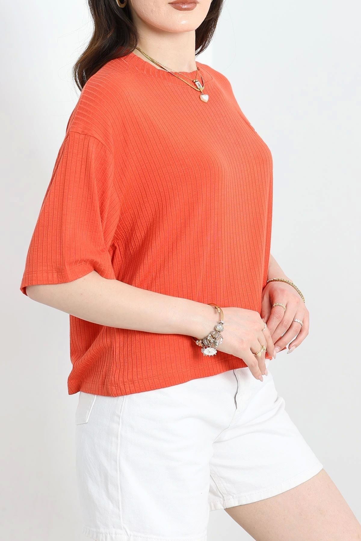 OurStyles Oversize Crop Tişört Kiremit - 70296.1872.