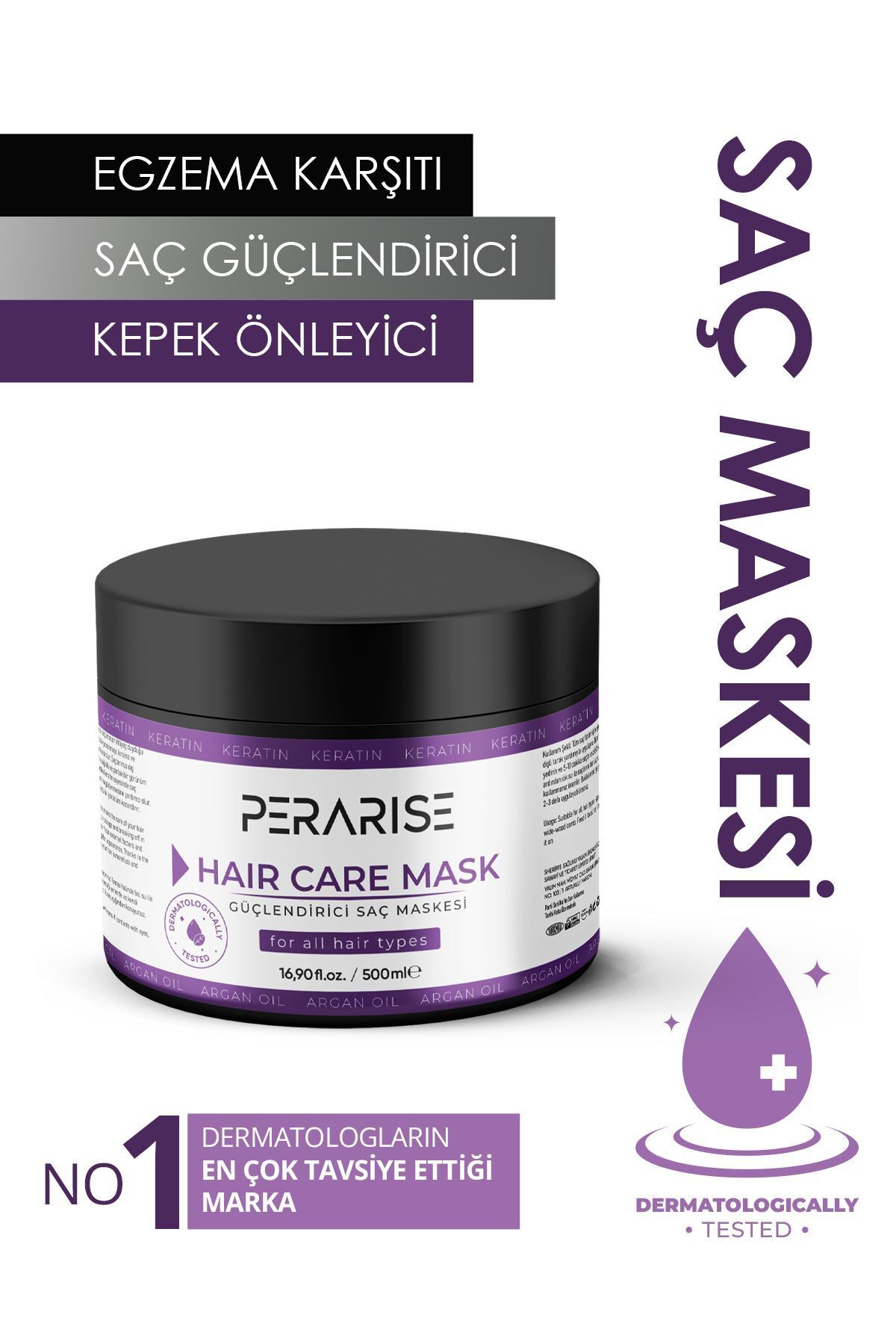 PeraRise Besleyici Onarıcı Keratin Botoks Etkili Yoğun Saç Bakım Ve Dökülmeye Karşı Maskesi 500 ml