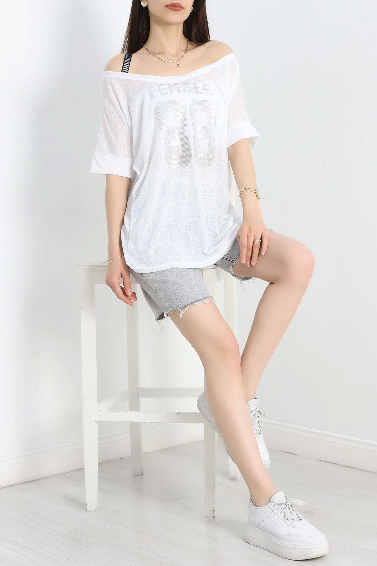 OurStyles Baskılı Tişört Ekru - 70317.1092.