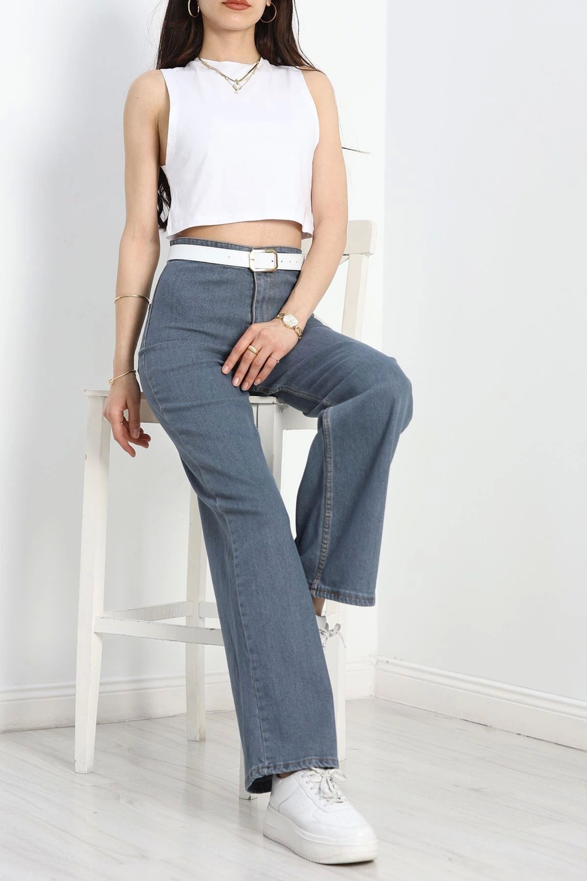 OurStyles Cepsiz Palazzo Kot Pantolon Çelikmavi2 - 40466.1431.