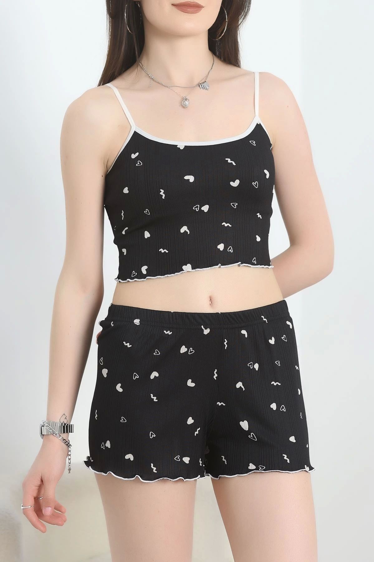 OurStyles Kalpli Şortlu Takım Siyah - 3405.1783.