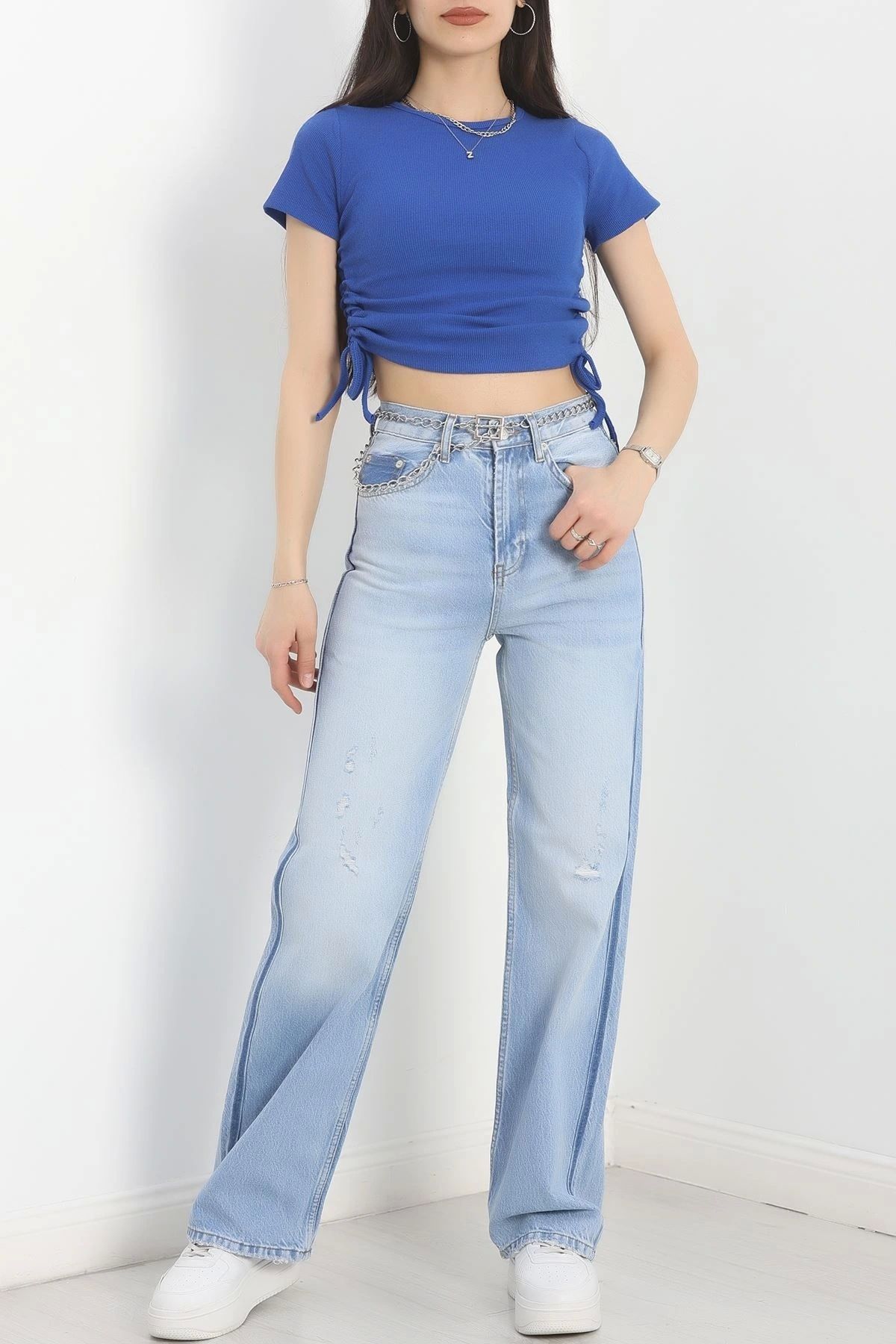 OurStyles Palazzo Kot Pantolon Açıkmavi - 30433.1966.