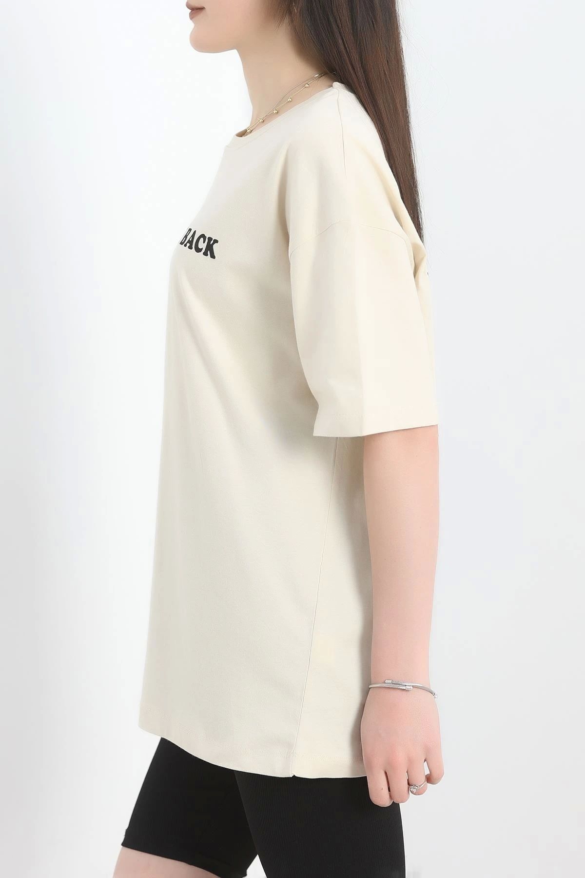 OurStyles Baskılı Oversize Tişört Vizonsiyah - 40637.1872.