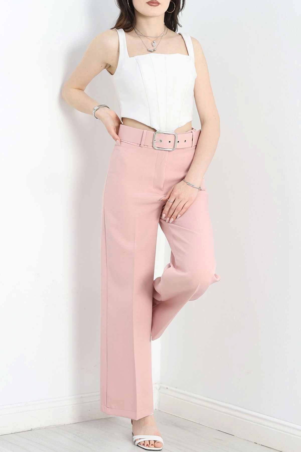 OurStyles Kemerli Palazzo Pantolon Gülkurusu - 24194.683.
