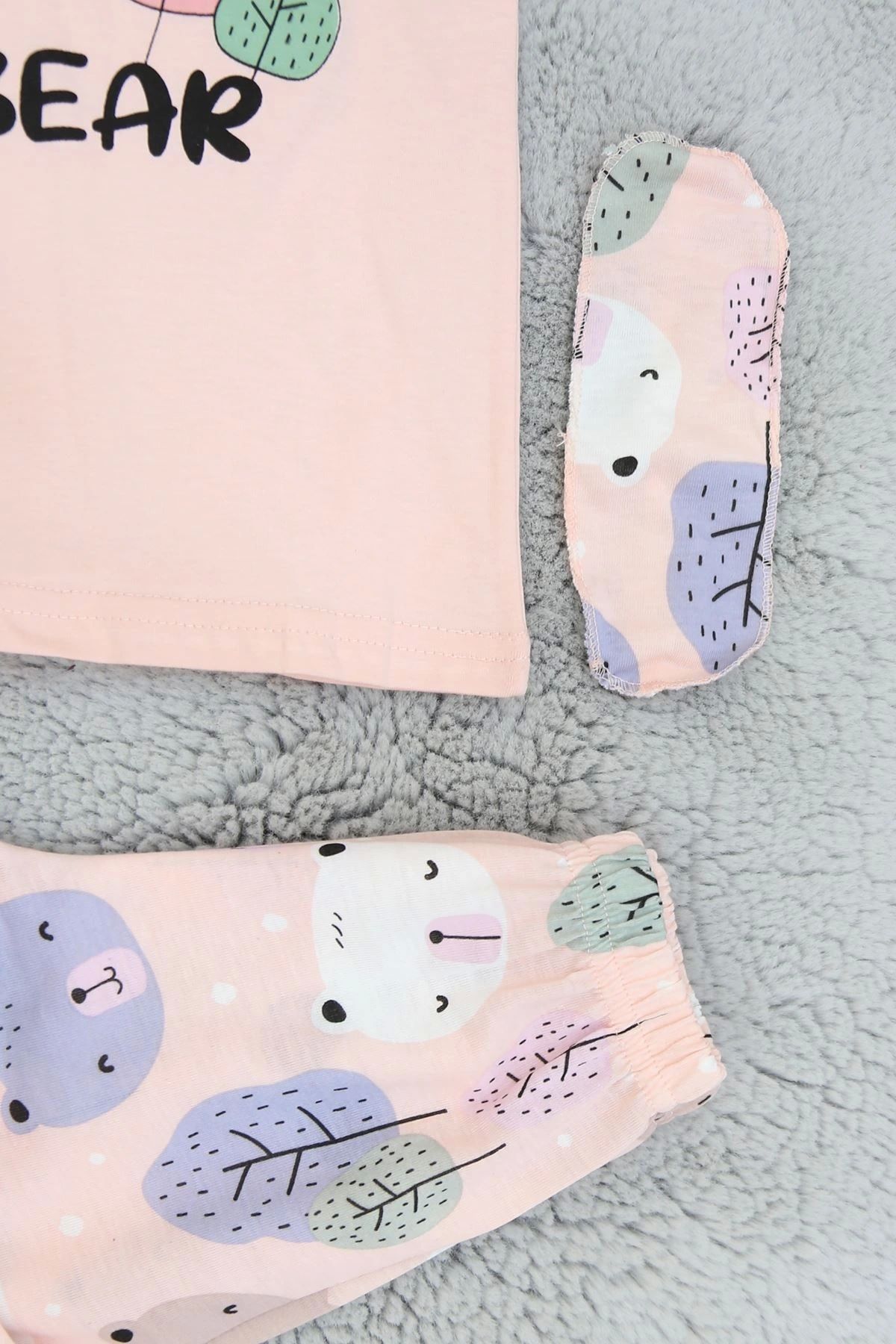 OurStyles 5-12 Yaş Kapri Çocuk Pijama Takımı Pudra
