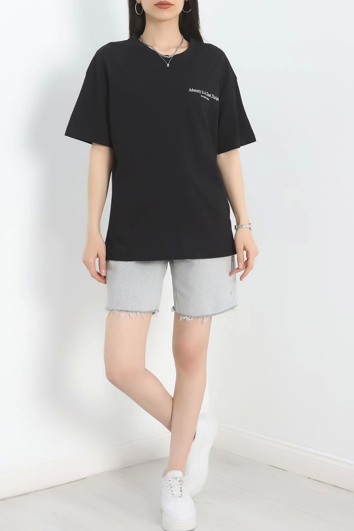 OurStyles Baskılı Oversize Tişört Siyahbeyaz2 - 40637.1872.