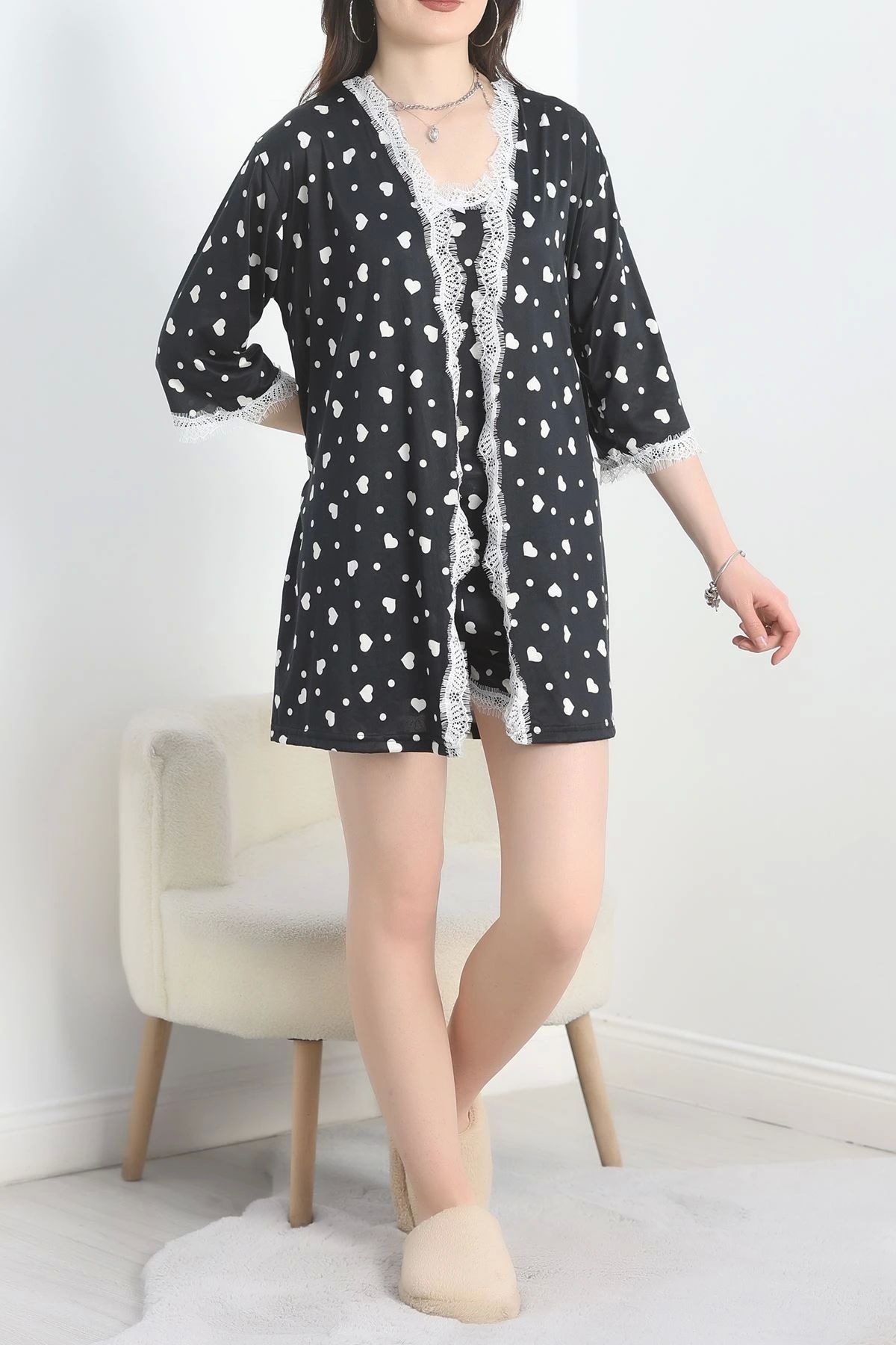 OurStyles Milan Kumaş Şortlu 3'lü Set Siyahkalp - 50148.1857.