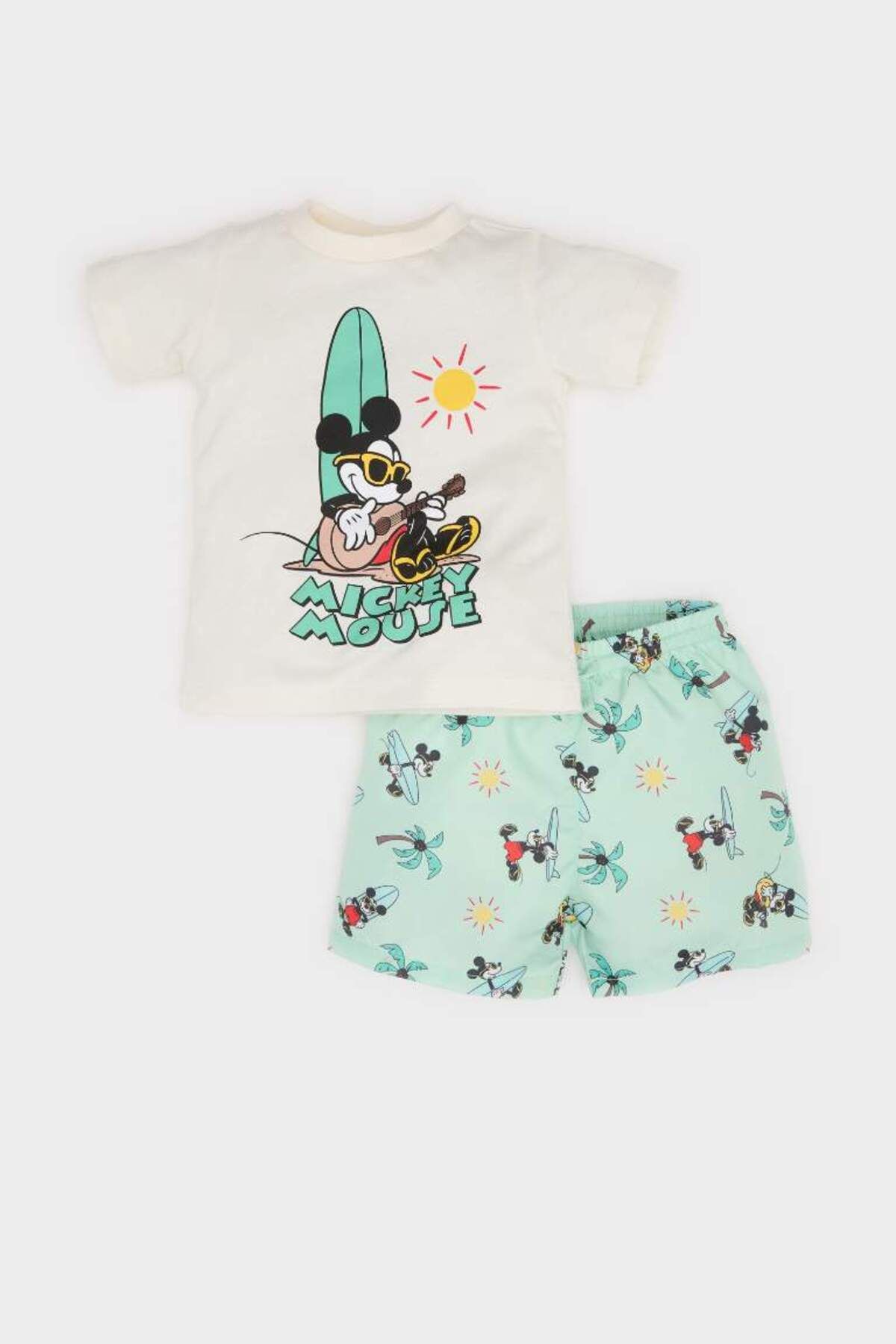 DeFacto Yeni Sezon Erkek Bebek 2'li Takım Disney Mickey & Minnie Kısa Kollu Tişört Esnek Belli