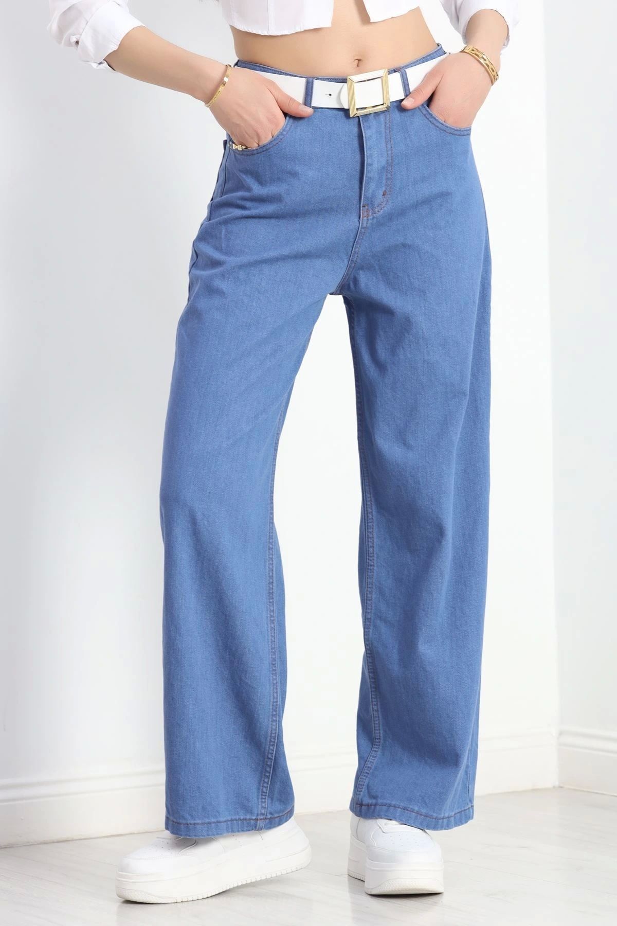 OurStyles Palazzo Kot Pantolon Açıkmavi1 - 19535.1431.