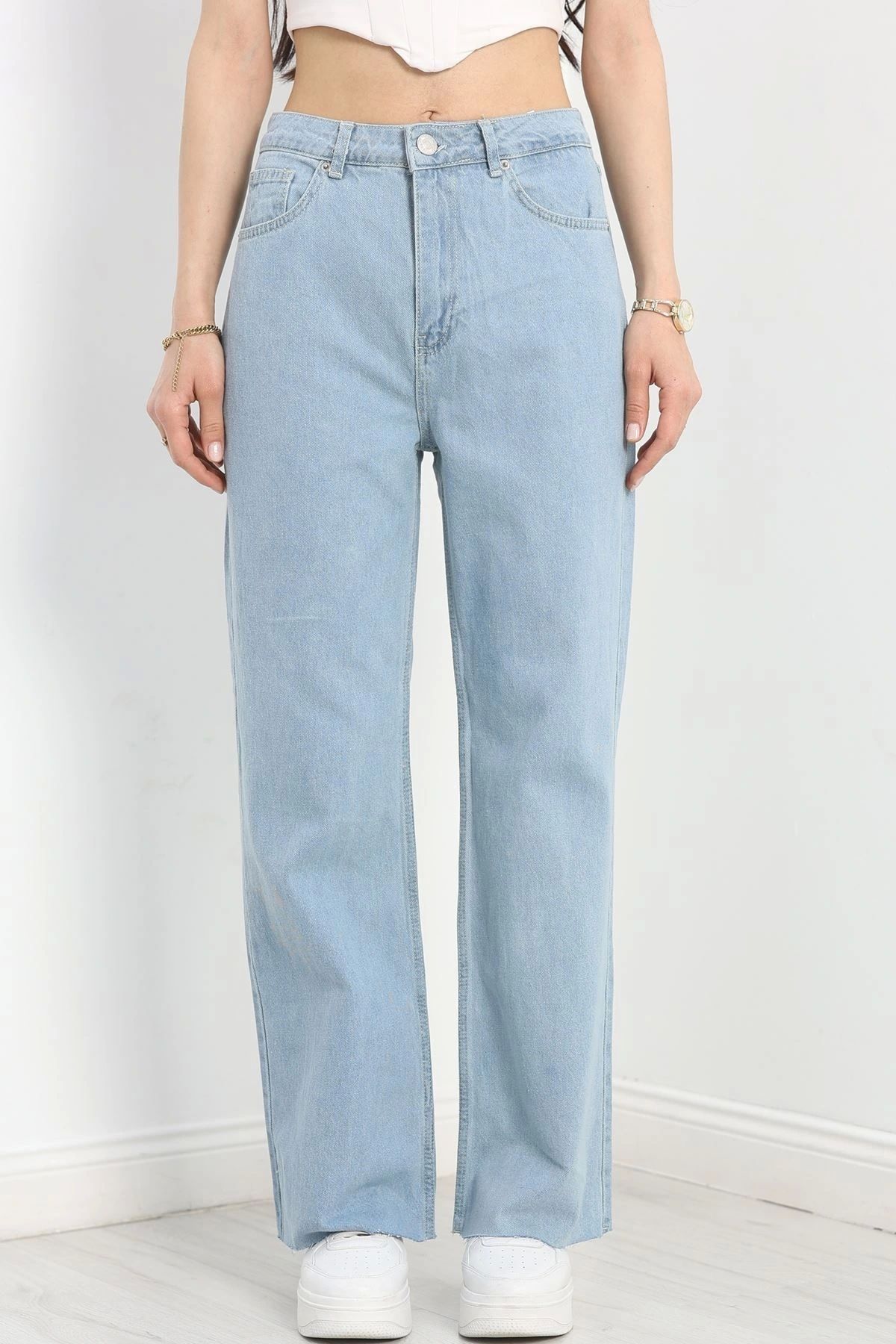 OurStyles Kesik Paça Palazzo Kot Pantolon Buzmavi - 40547.1431.