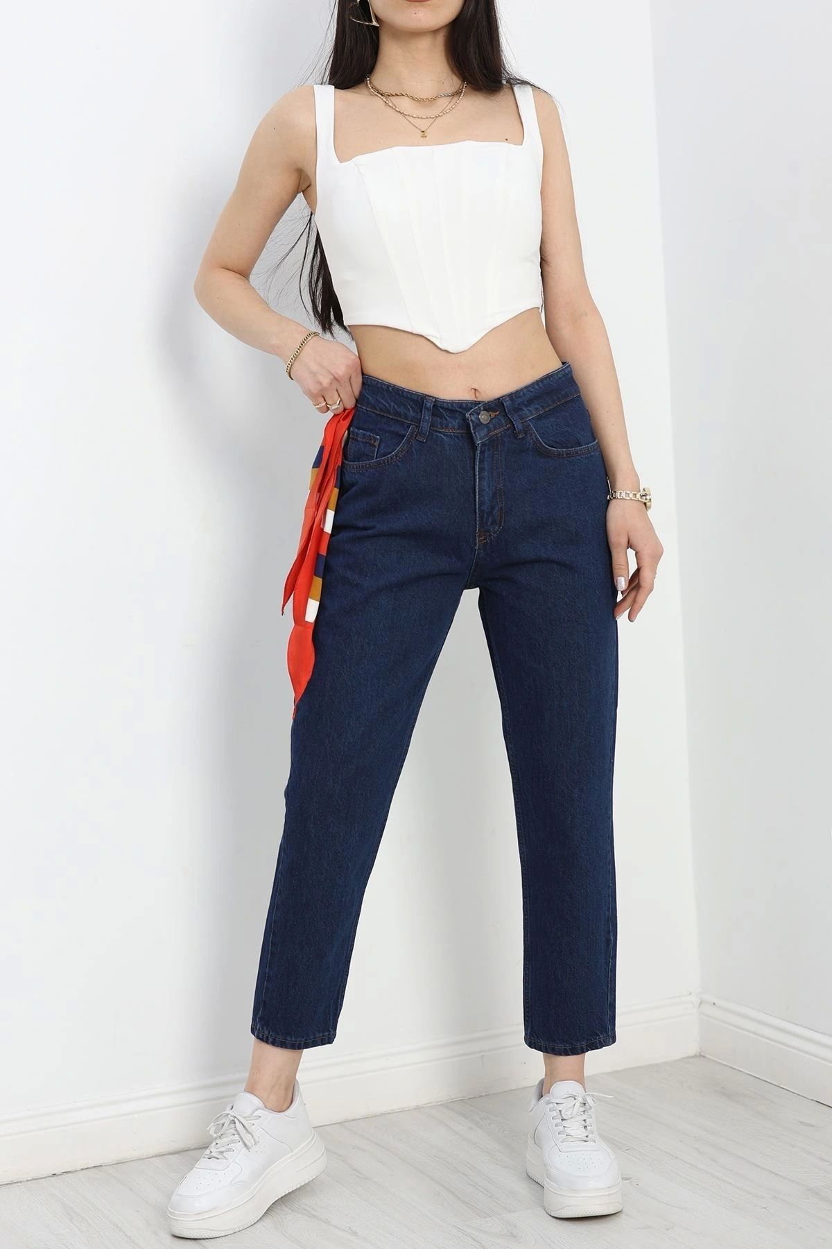 OurStyles Boyfriend Kot Pantolon Koyu mavi