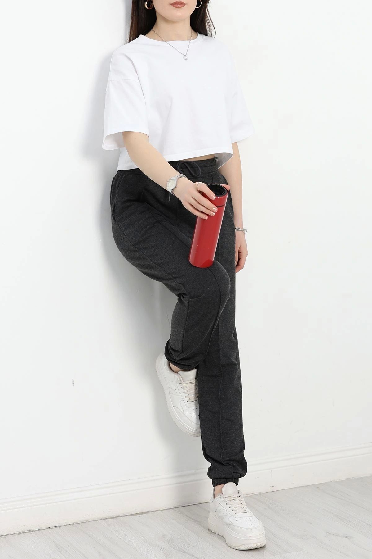 OurStyles Paça Lastikli 1.Sınıf Penye Eşofman Altı Antrasit - 40510.1431.