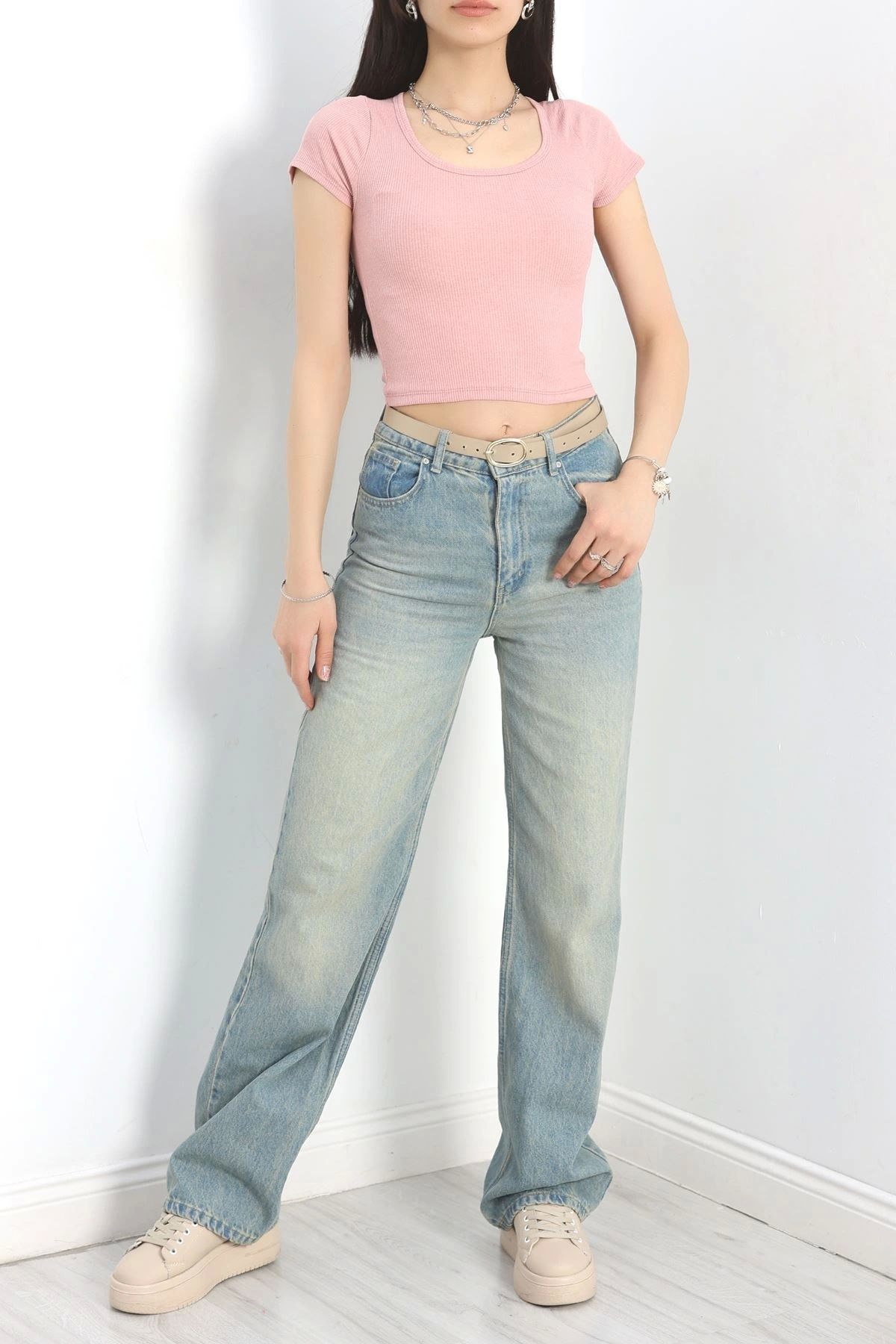 OurStyles Geniş Yaka Body Açıkpembe - 18767.1723.