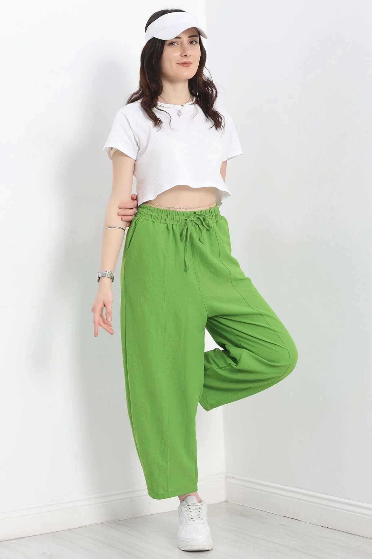 OurStyles Çımalı Şalvar Pantolon Çimenyeşili - 320.1247.