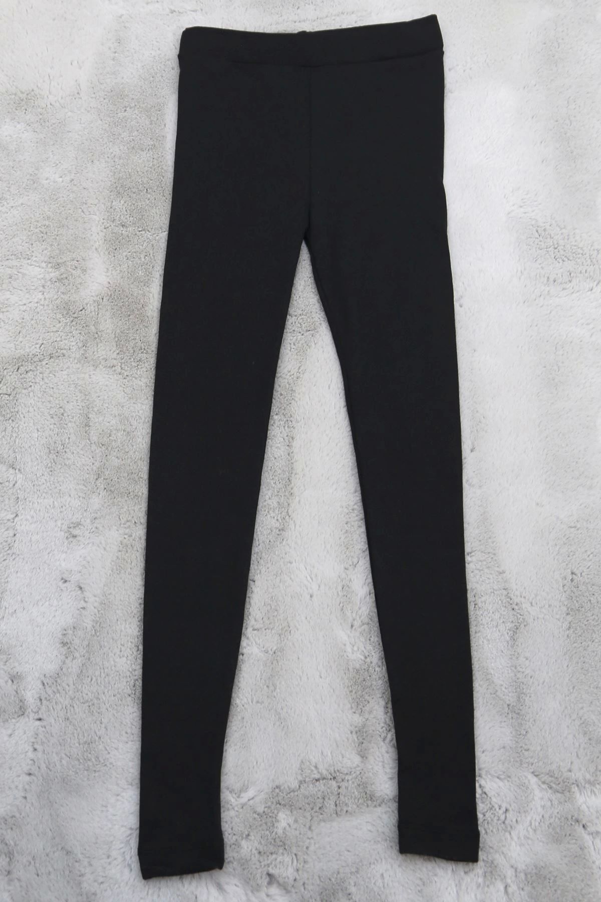 OurStyles 12-17 Yaş Şardonlu Çocuk Tayt Siyah - 50043.1567.