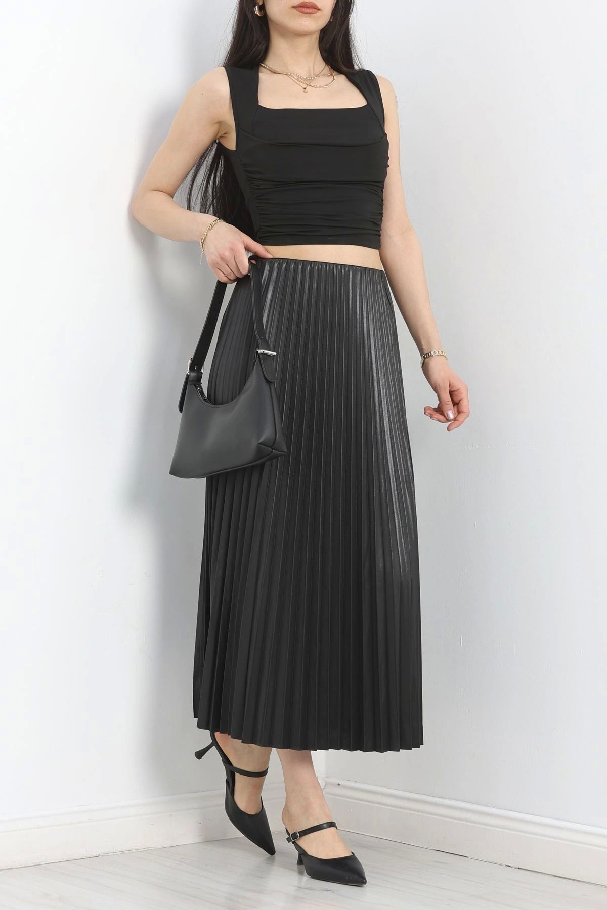 OurStyles Pileli Etek Siyah - 40804.1005.