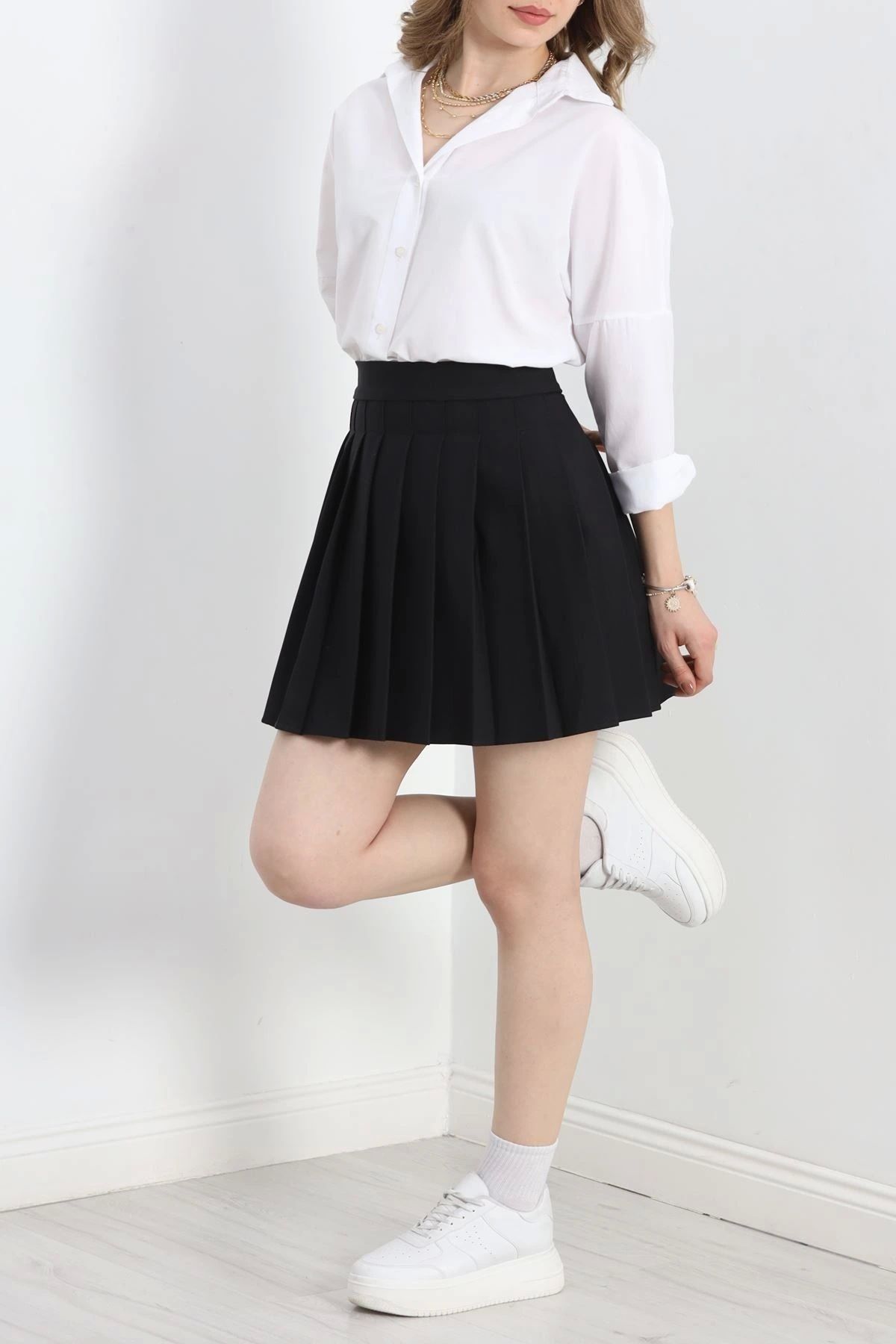 OurStyles Pileli Etek Siyah - 20047.1859.