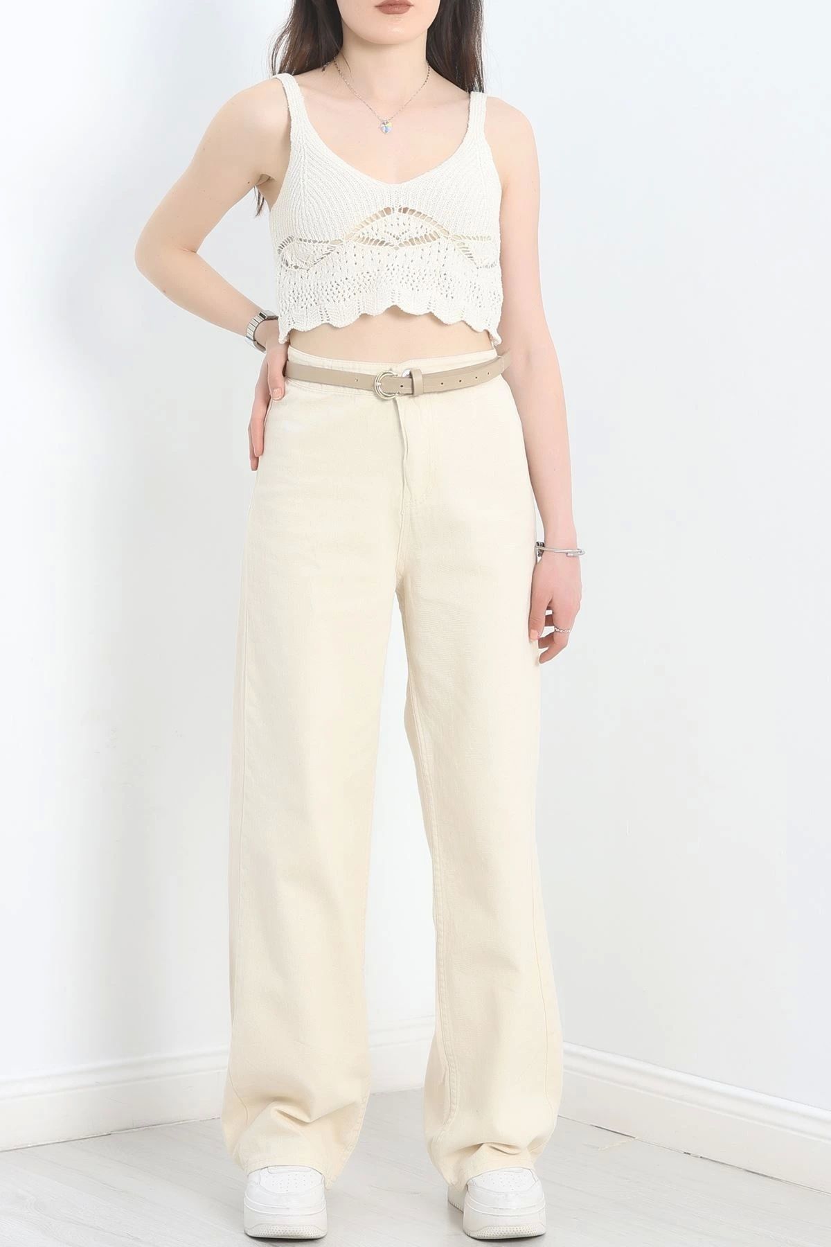OurStyles Cepsiz Palazzo Kot Pantolon Bej1 - 40466.1431.