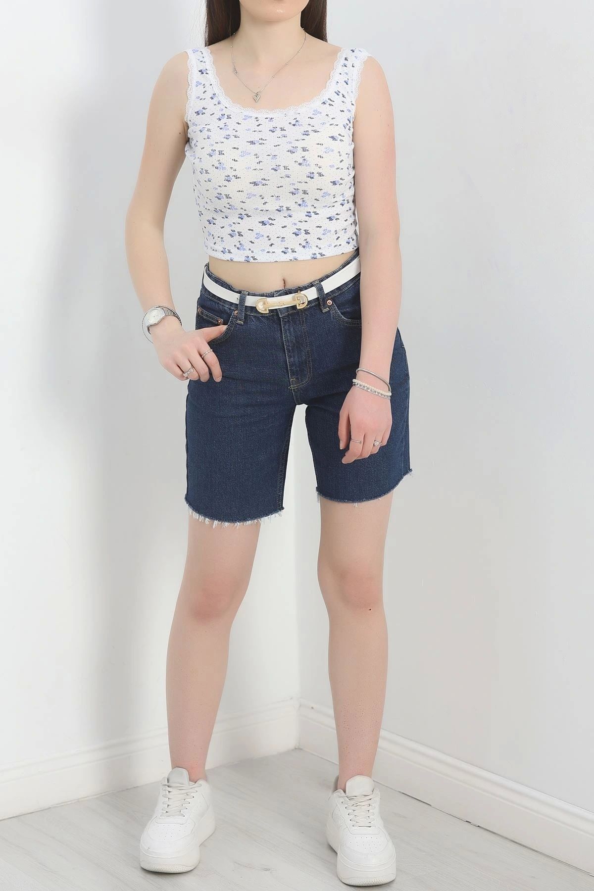 OurStyles Yaka Dantelli Atlet Beyazmavi - 22531.1723.
