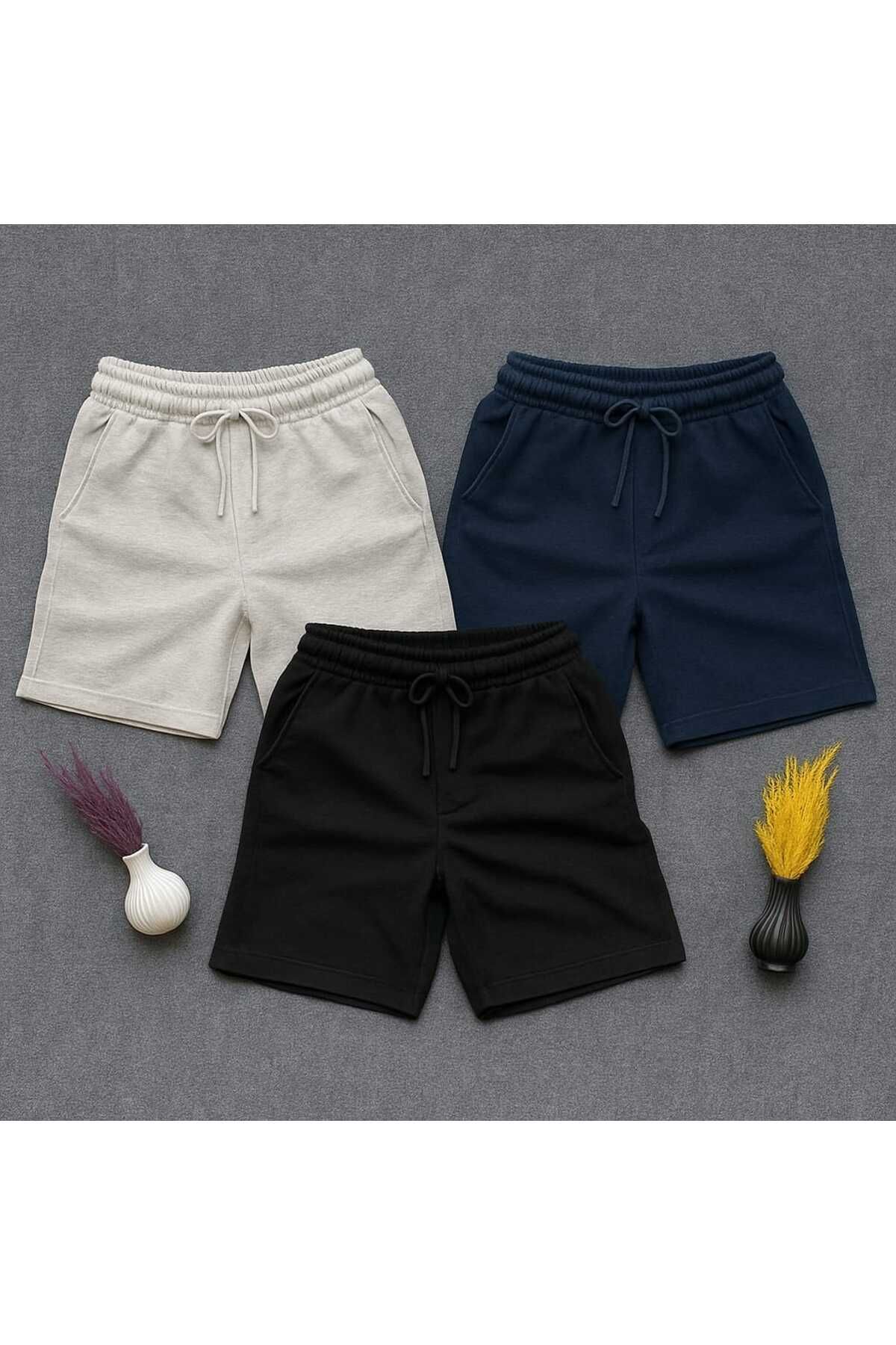 TREND ALİSSE Erkek 3'Lü Paket Regular Fit Şort - Spor Cepli Kısa Şort & Bermuda
