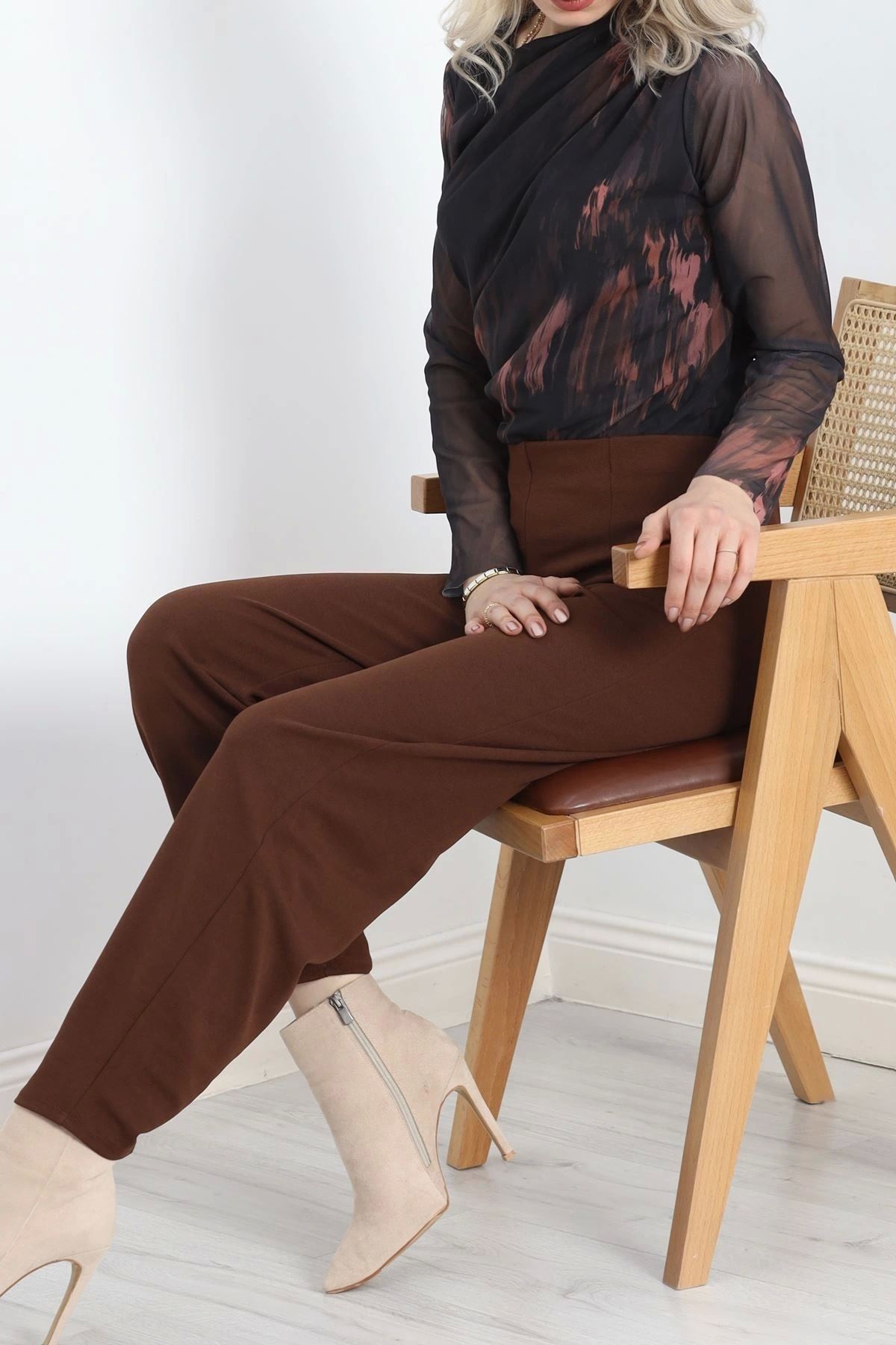 OurStyles Pensli Geniş Kesim Pantolon Acıkahve - 20910.1605.