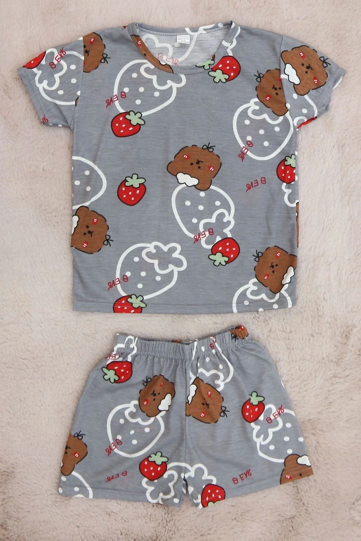 OurStyles 4-13 Yaş Kız Çocuk Pijama Takımı Beyazgri - 411.1287.