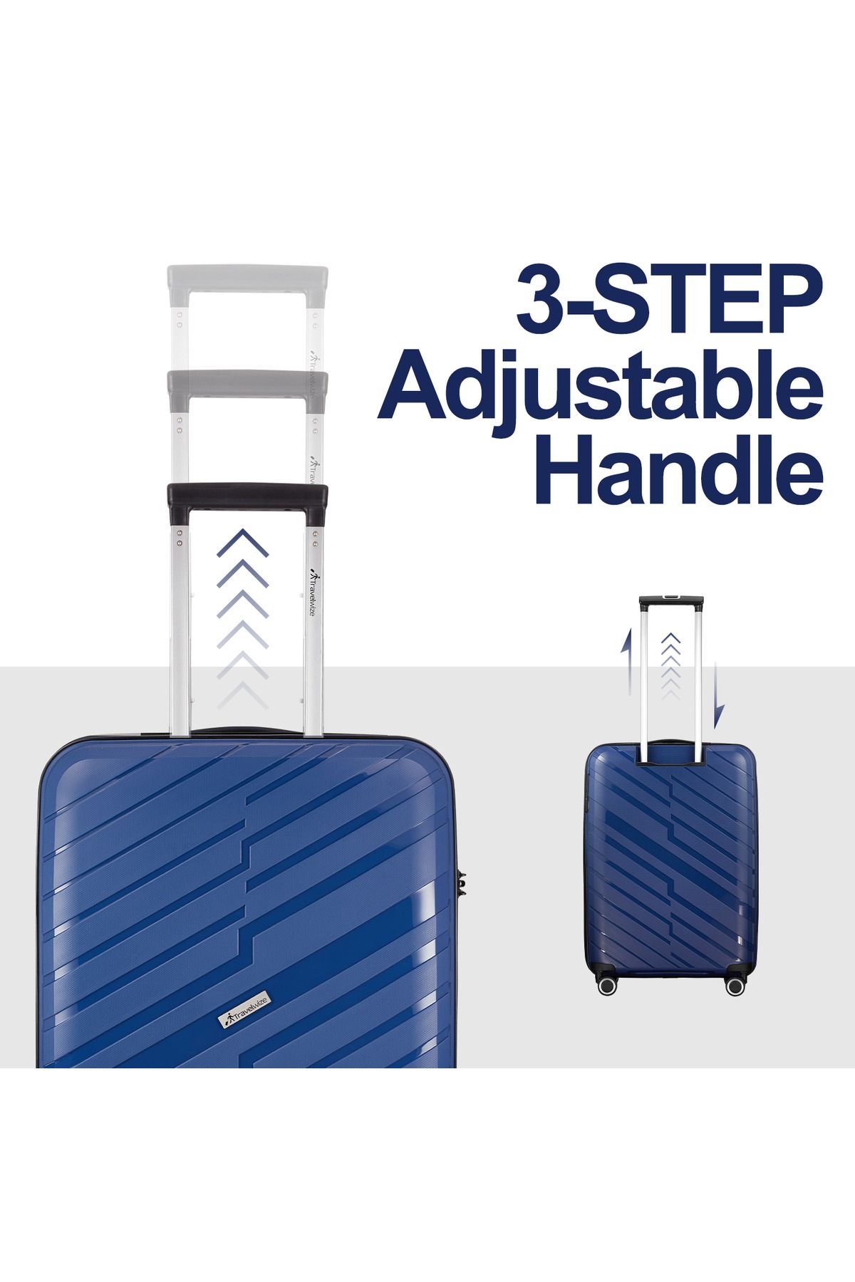 Travelwize-Unbreakable Pp Luggage Set With 8 Wheels Pp 3 Pieces Set,tsa Lock, Antitheftzipp,size 21"25"29"blue 2