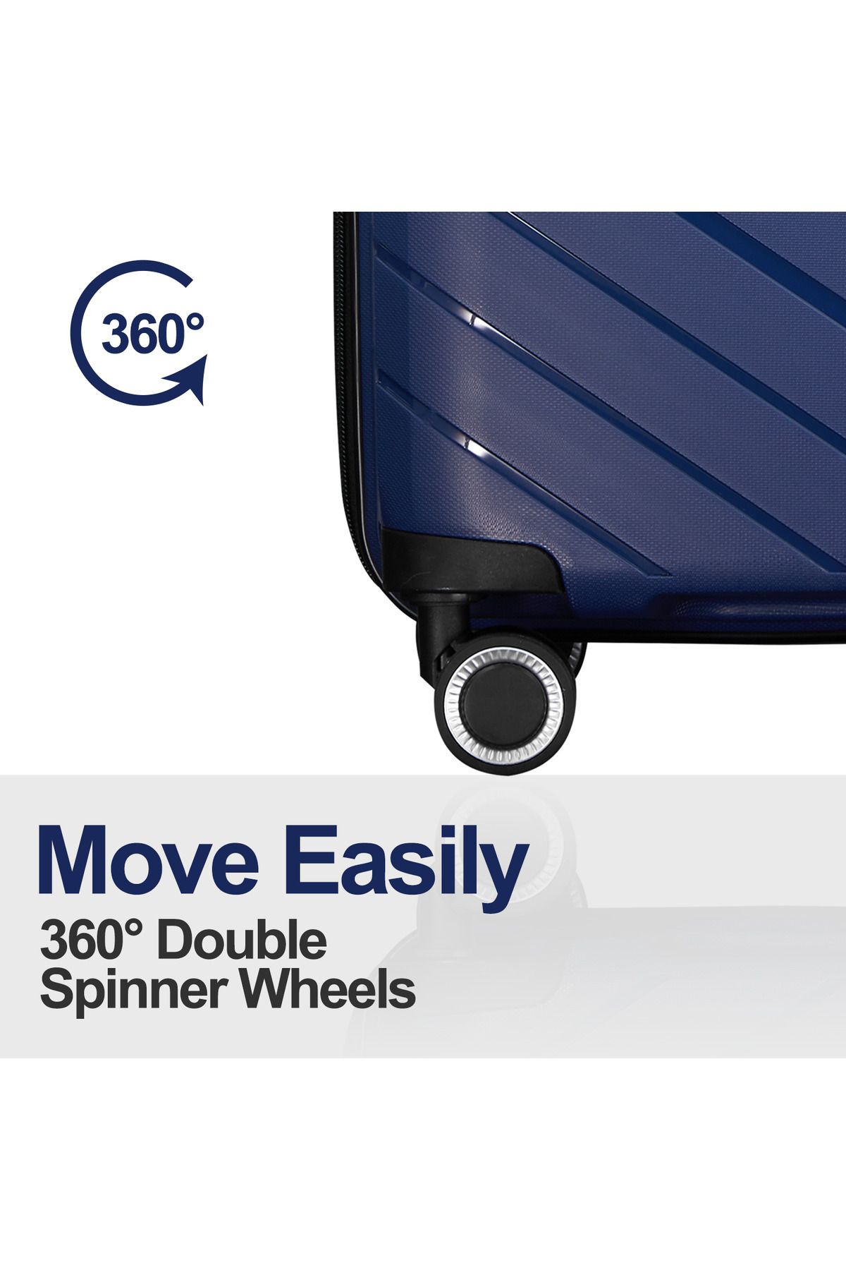 Travelwize-Unbreakable Pp Luggage Set With 8 Wheels Pp 3 Pieces Set,tsa Lock, Antitheftzipp,size 21"25"29"blue 4