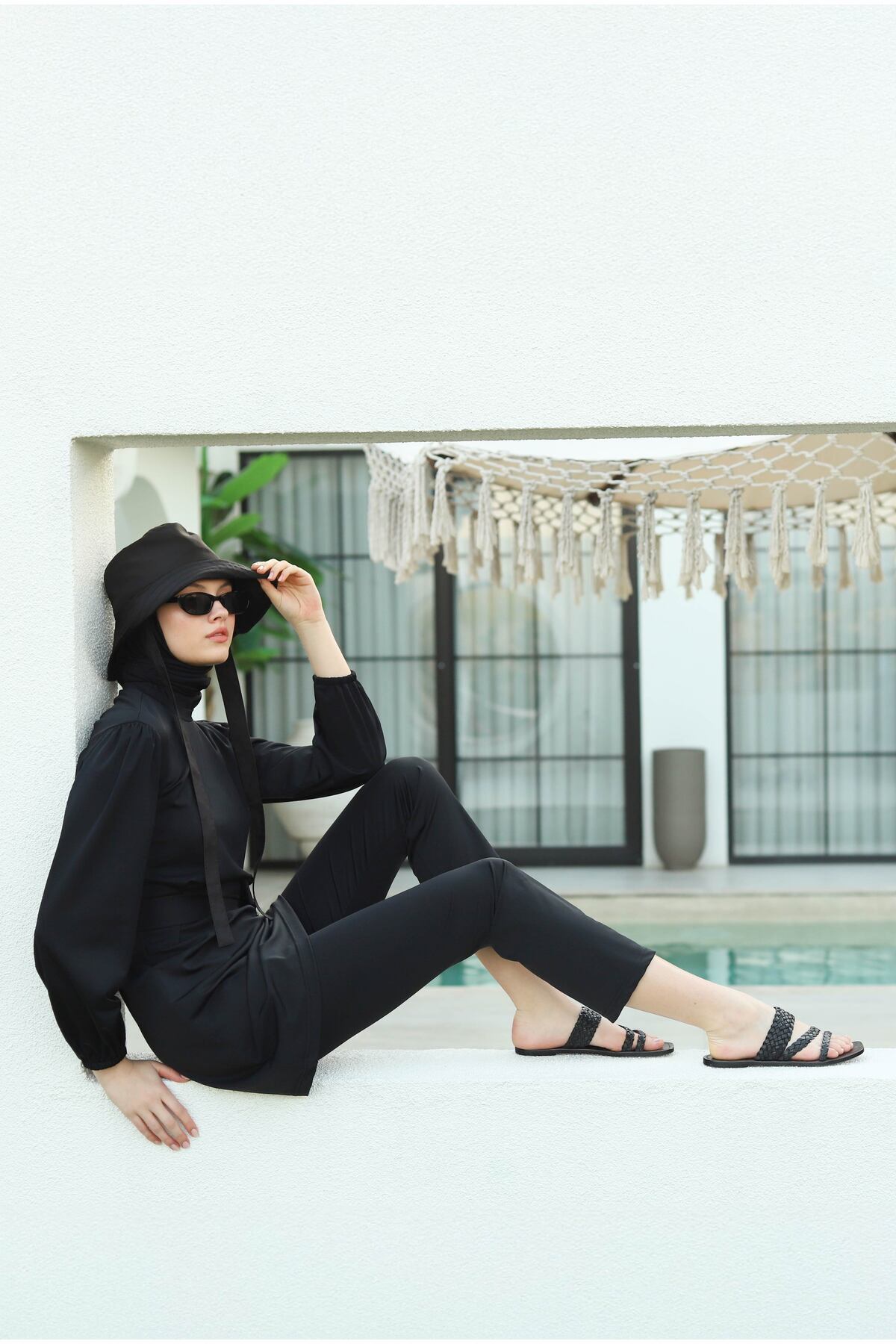 HEQA-Σετ μαγιό Lycra Basic Swimming Hijab 6