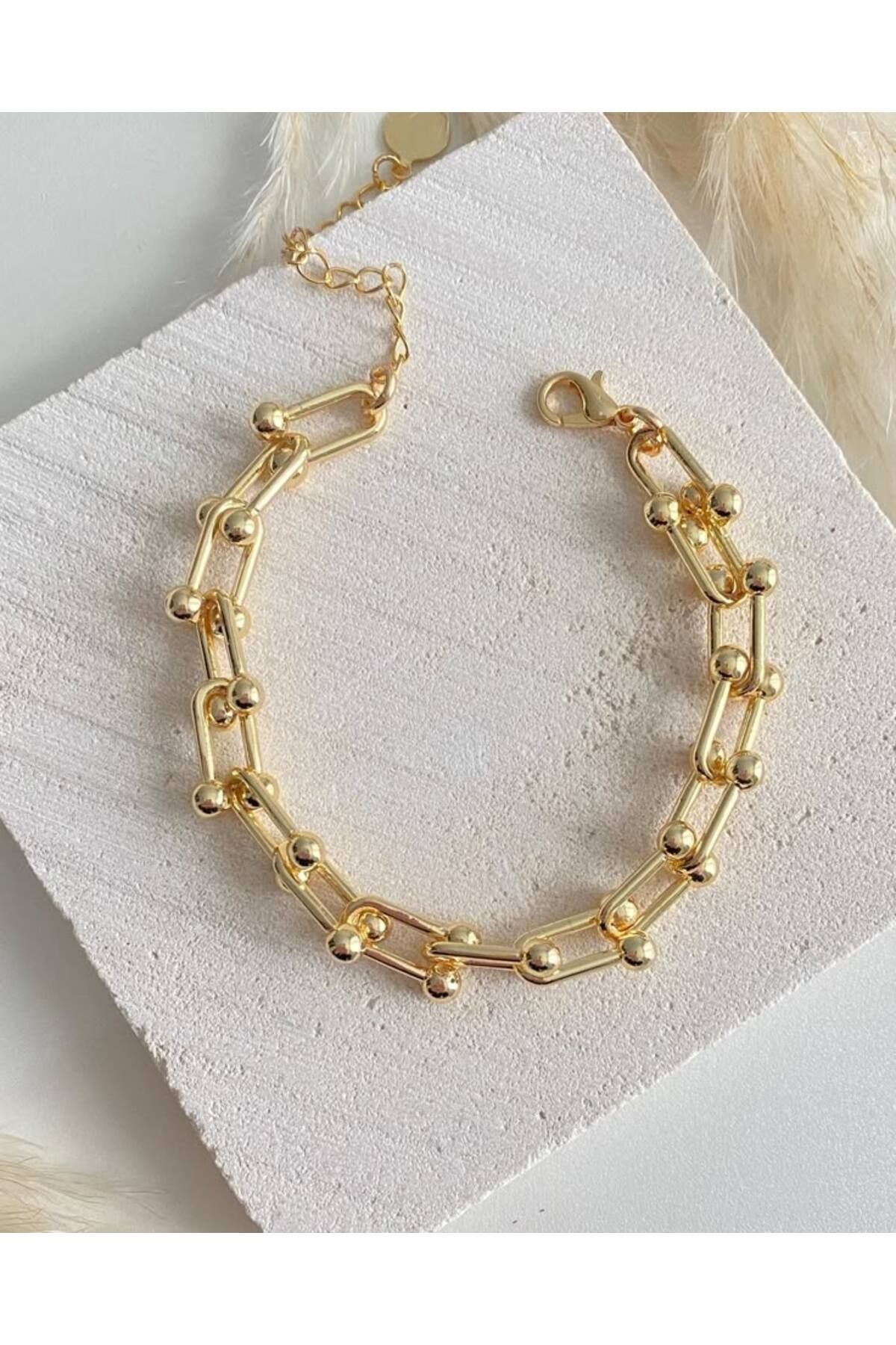 Beyma 14 Ayar Altın Kaplama Tifany Model Bileklik