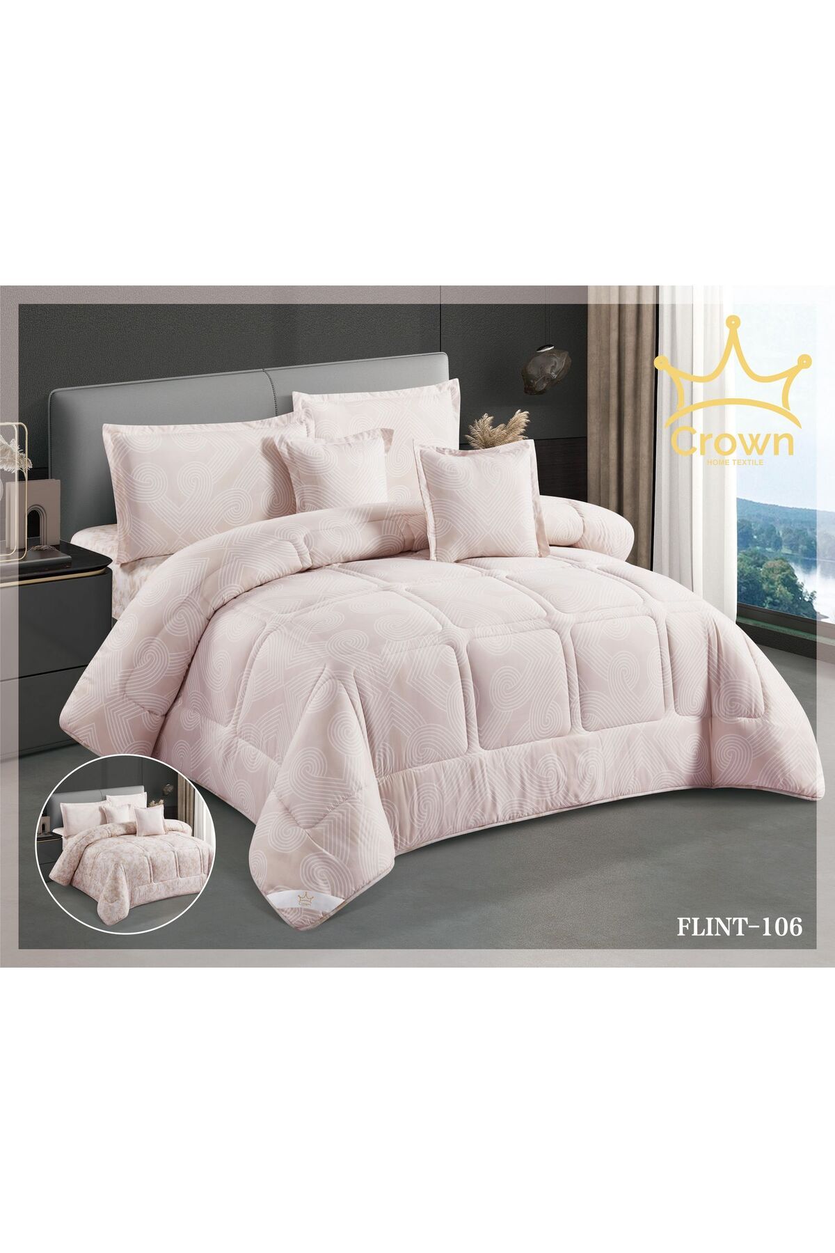 Generic-6-piece double bed sheet, center filling, two-sided, plain, in distinctive colors 2