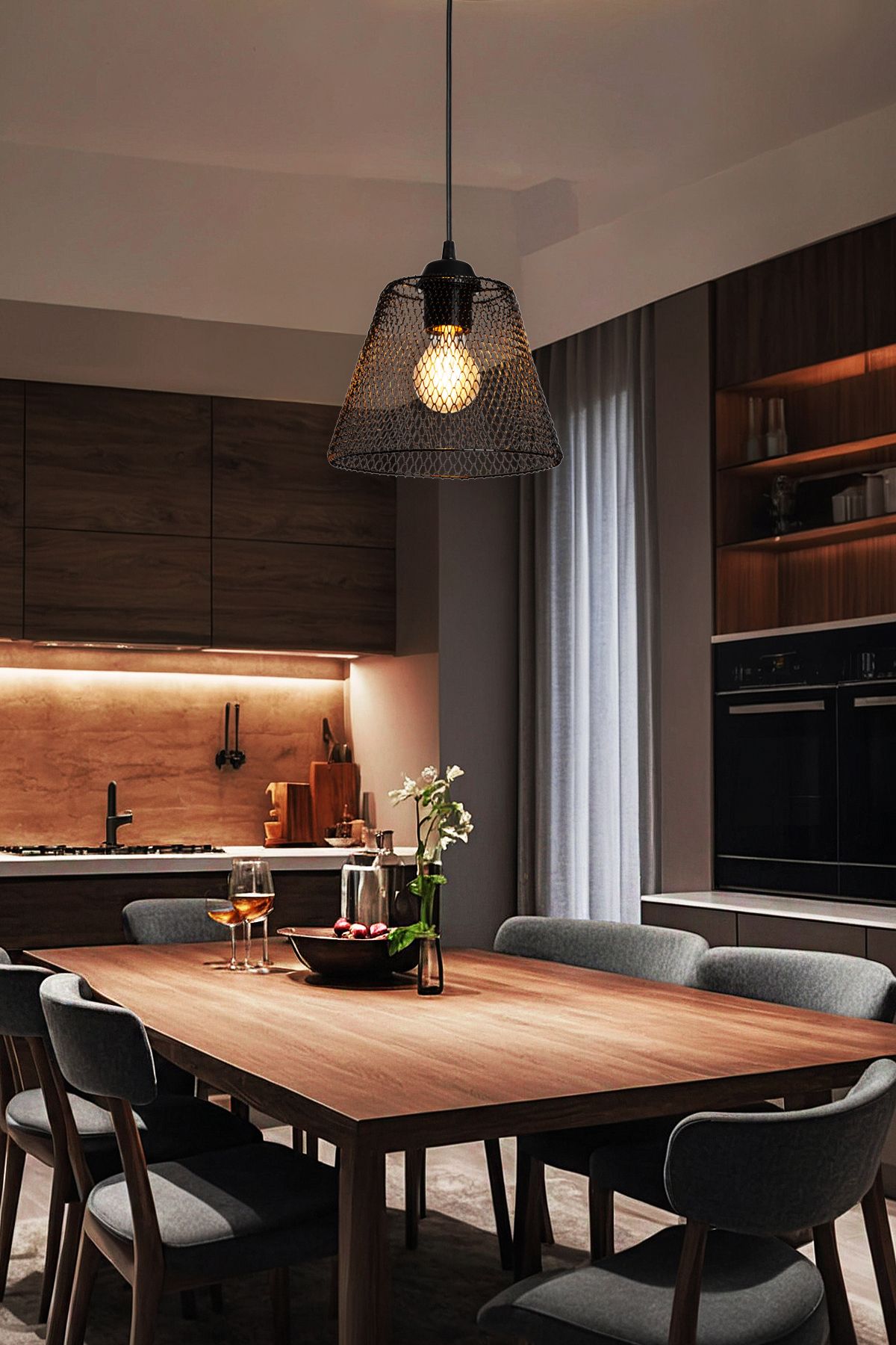 AG LightDesign Siyah Sarkıt Avize Yatak Odası Salon Mutfak Koridor Şık Lamba Metal