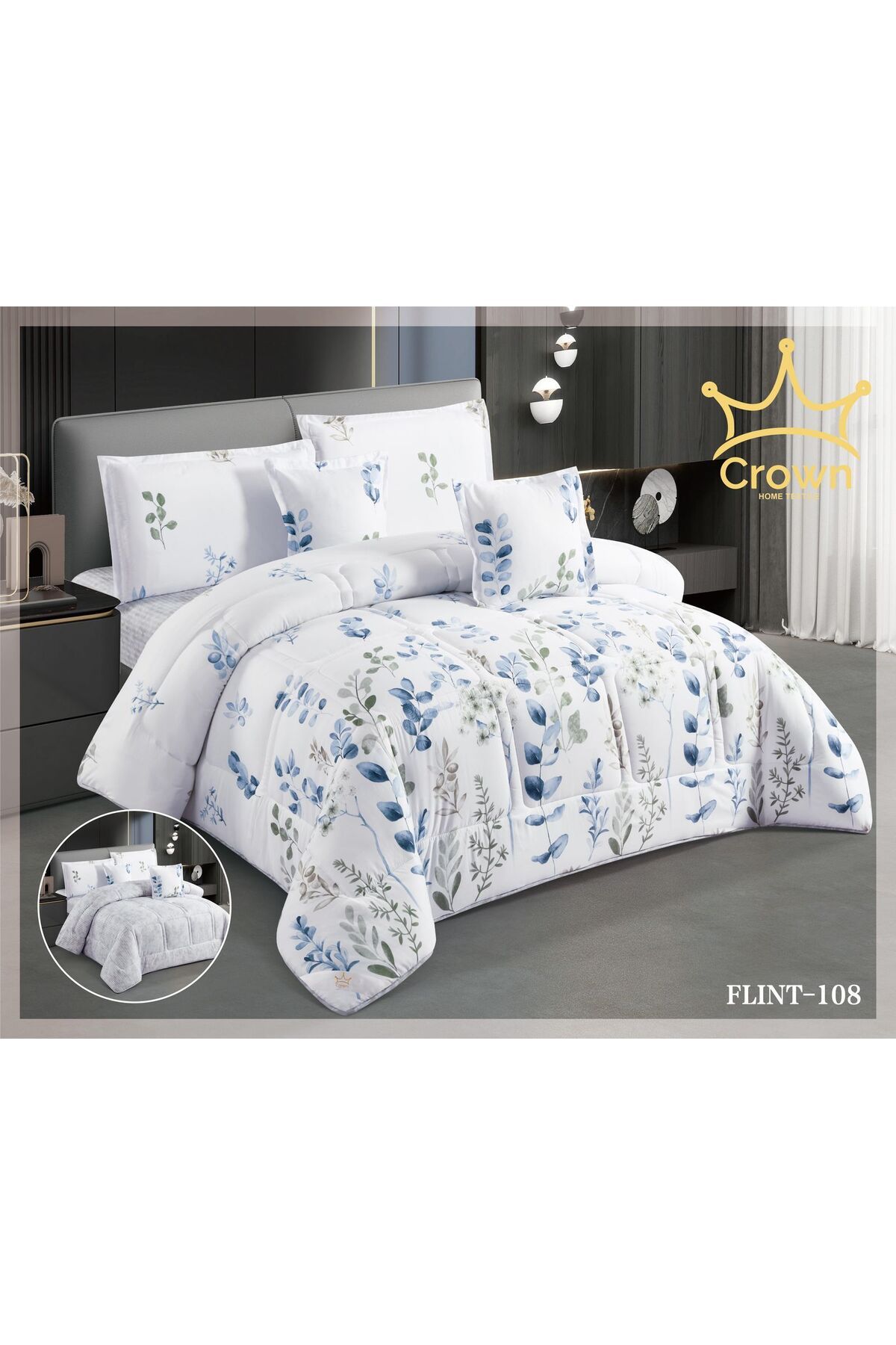 Generic-6-piece double bed sheet, center filling, two-sided, plain, in distinctive colors 7