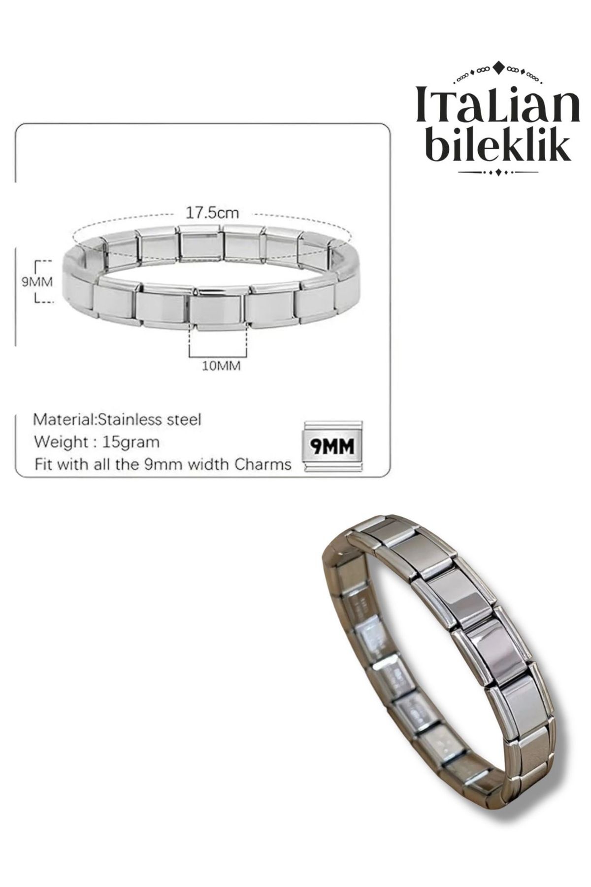 madam gold Unisex İtalyan charm bileklik paslanmaz Çelik bileklik