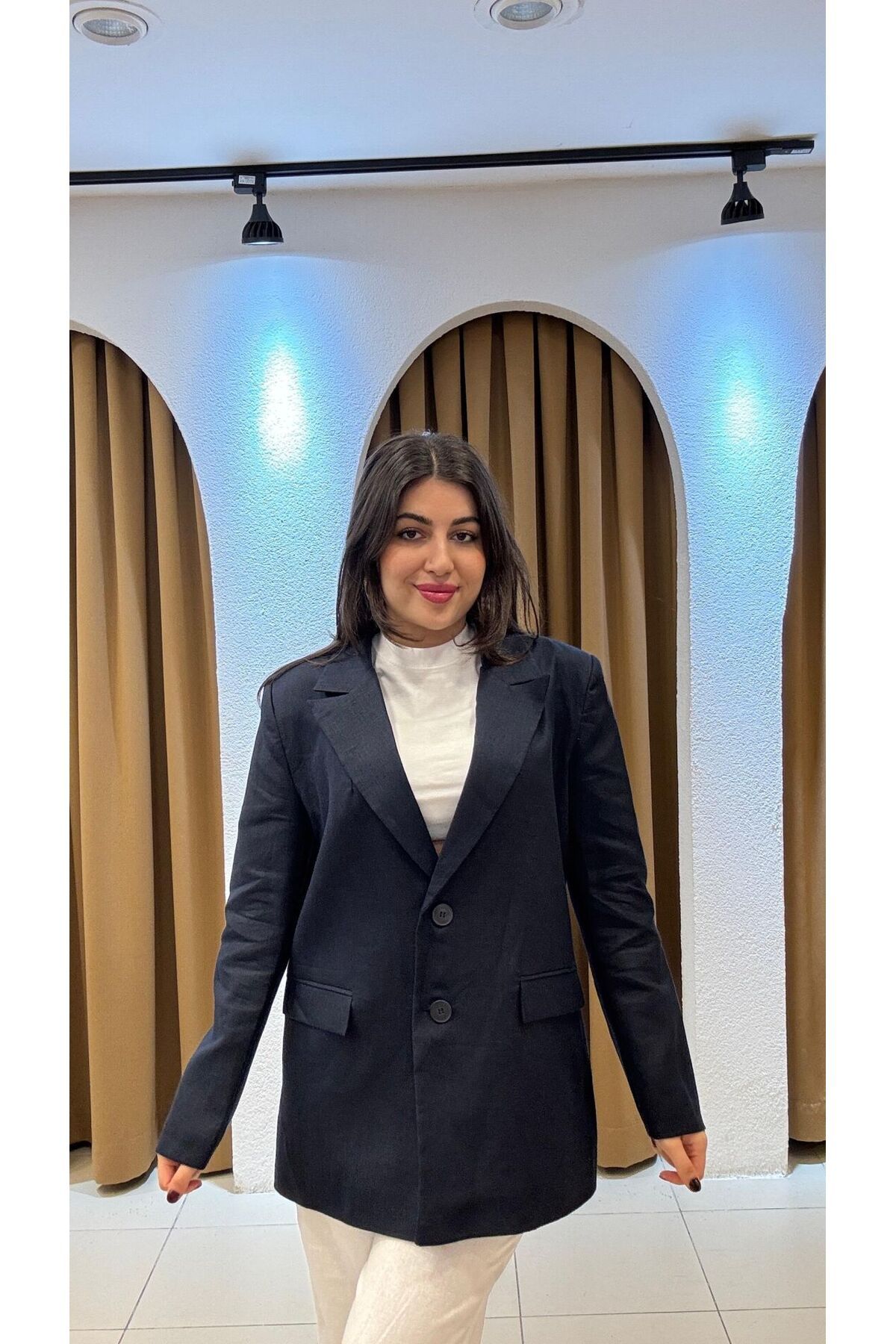 SUNAYBUTİK LACİVERT OVERSİZE CEKET
