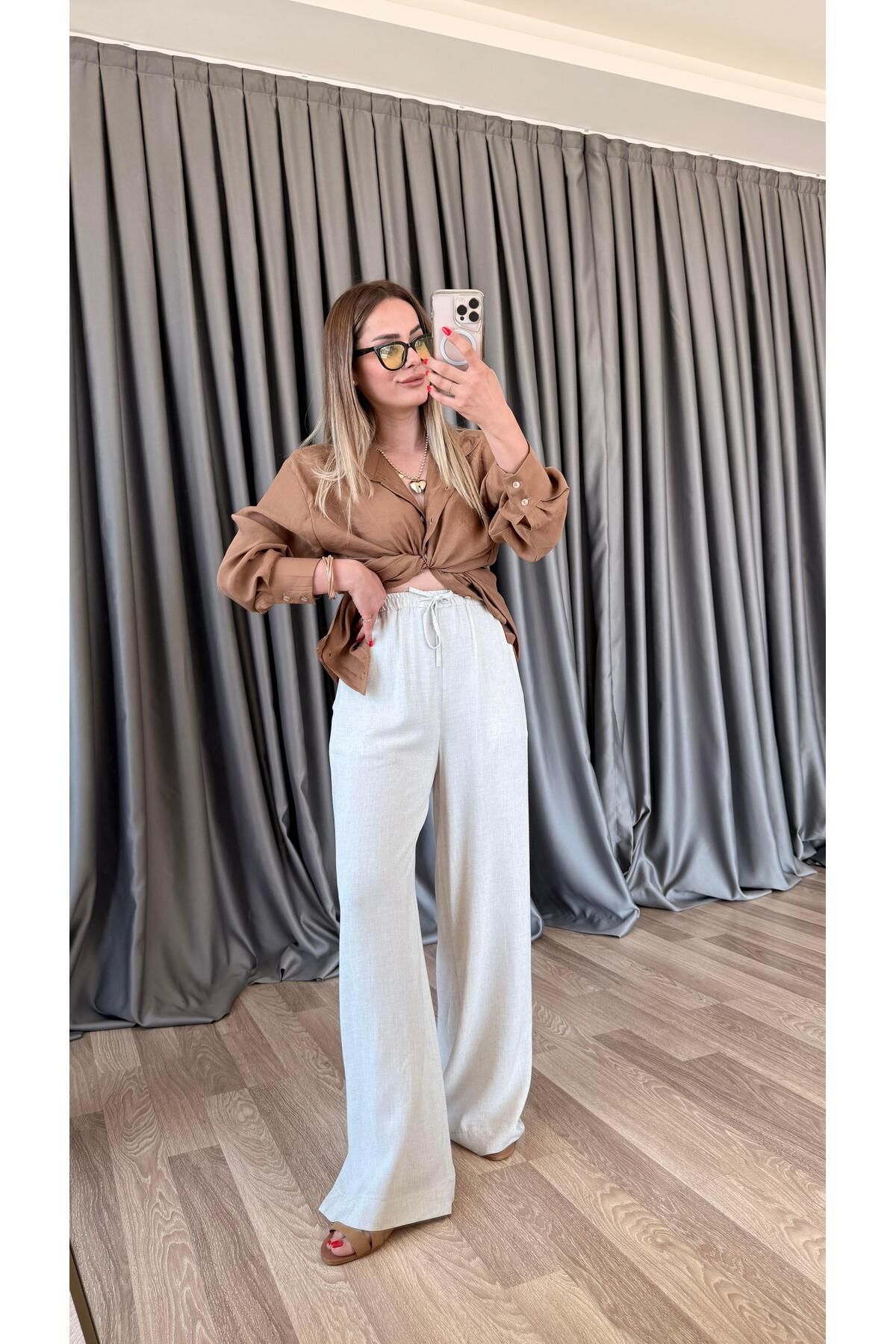 pelin yıldız butik Sofia Keten Pantolon
